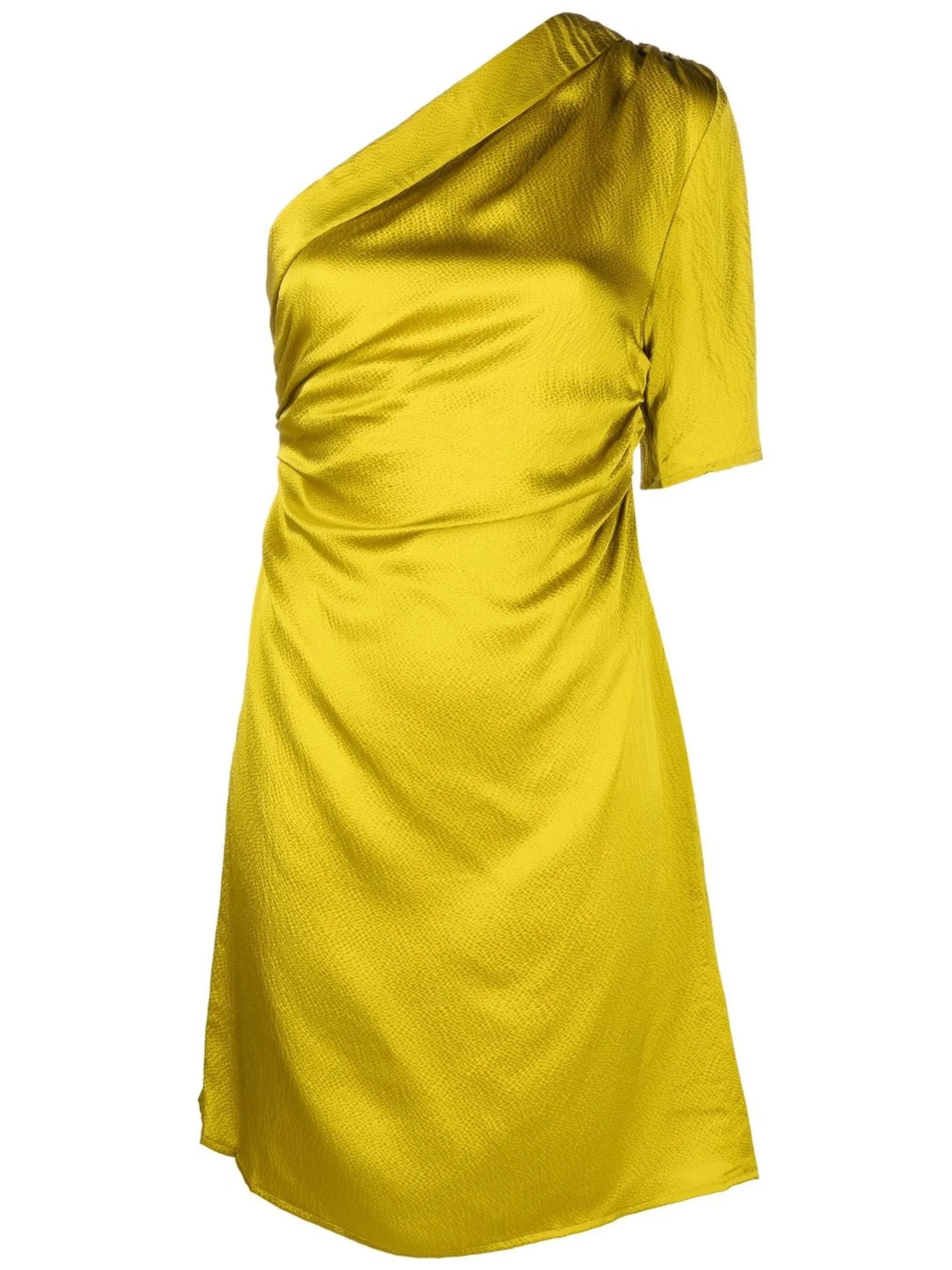 one-shoulder draped minidress