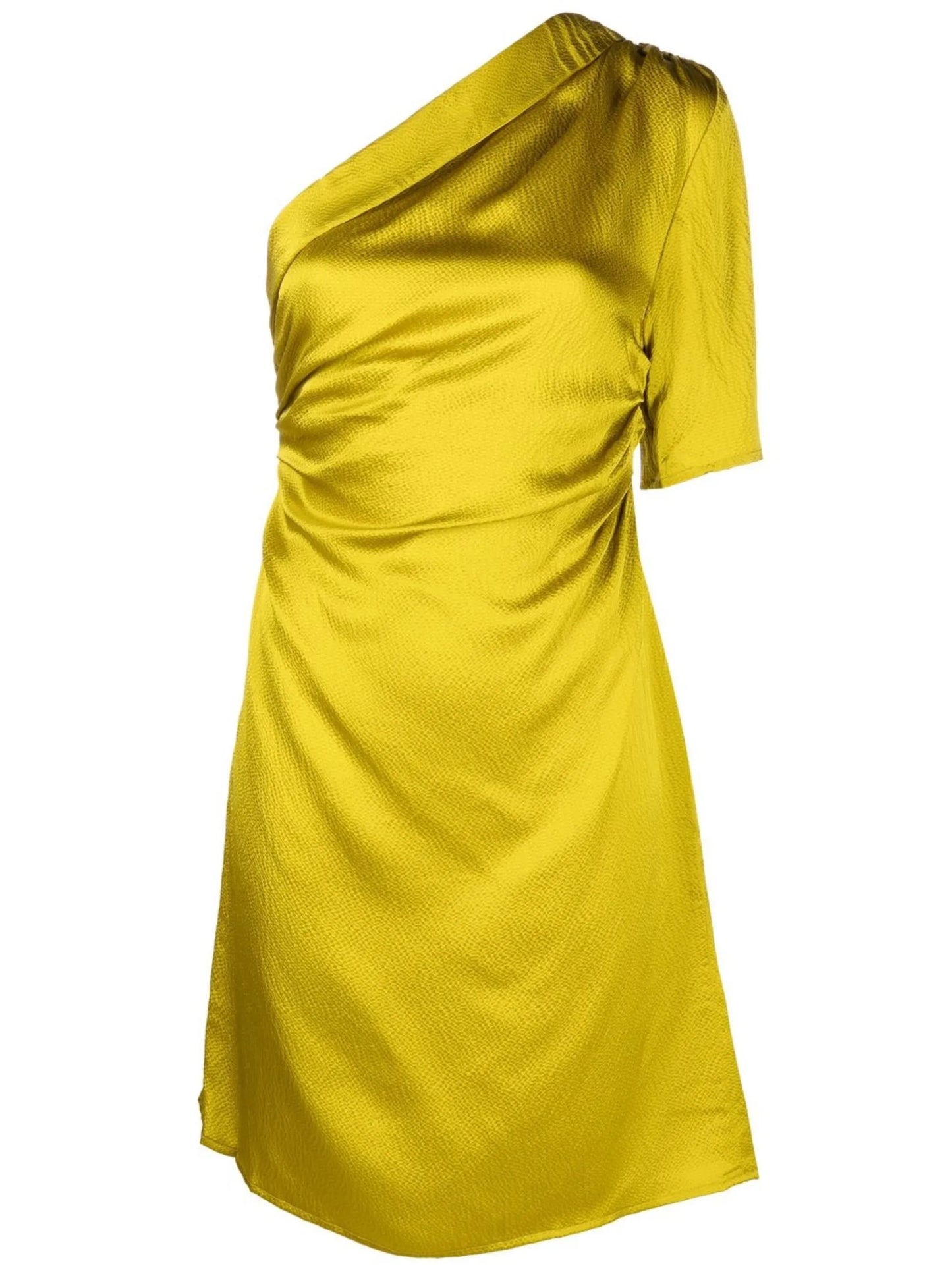 one-shoulder draped minidress