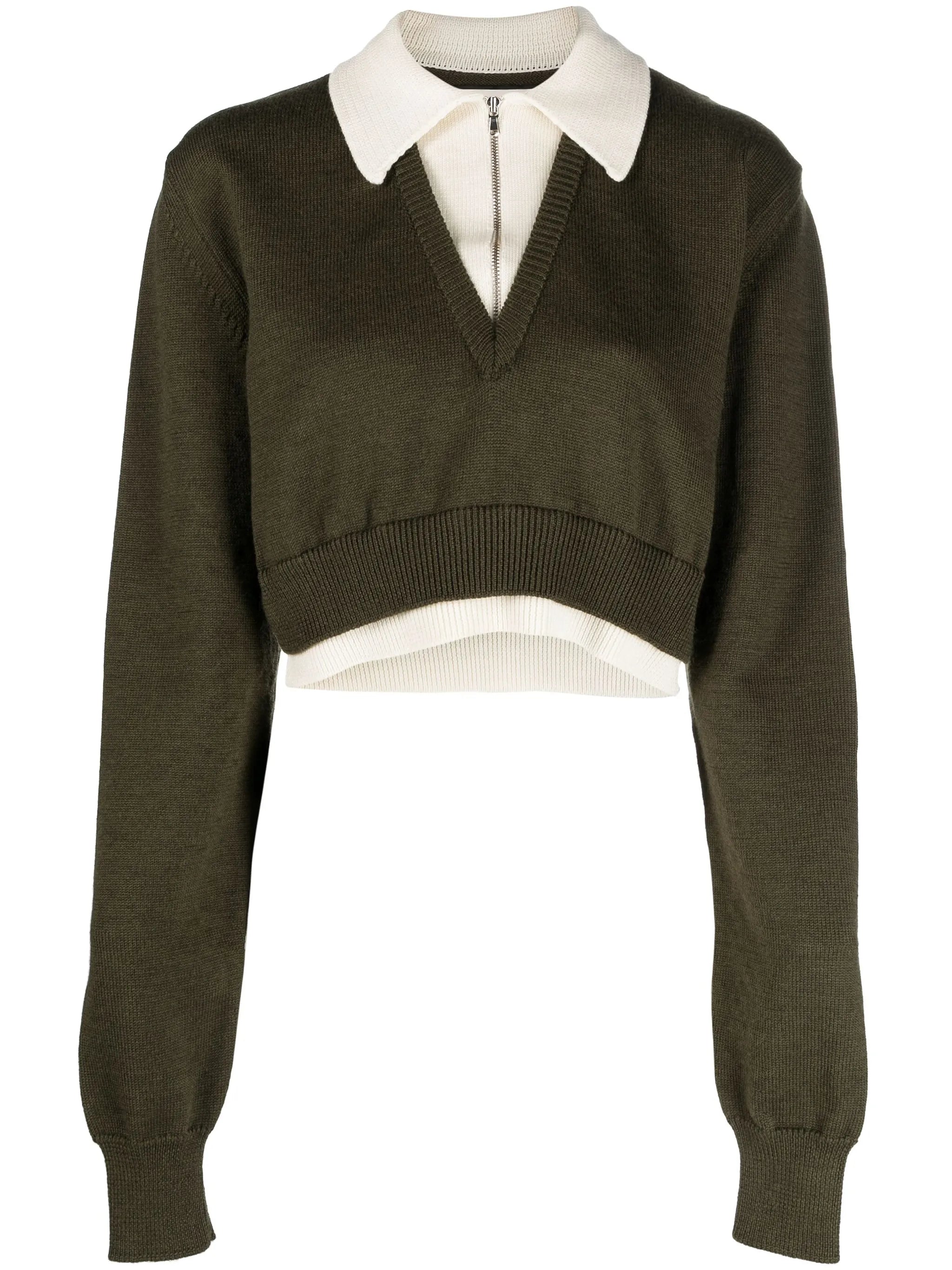 zip-up cropped jumper