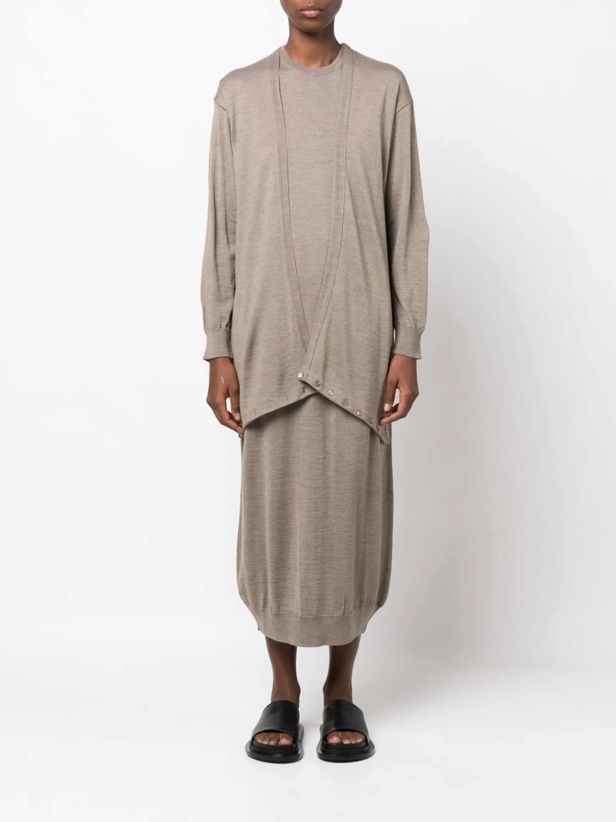 wrap layered midi dress