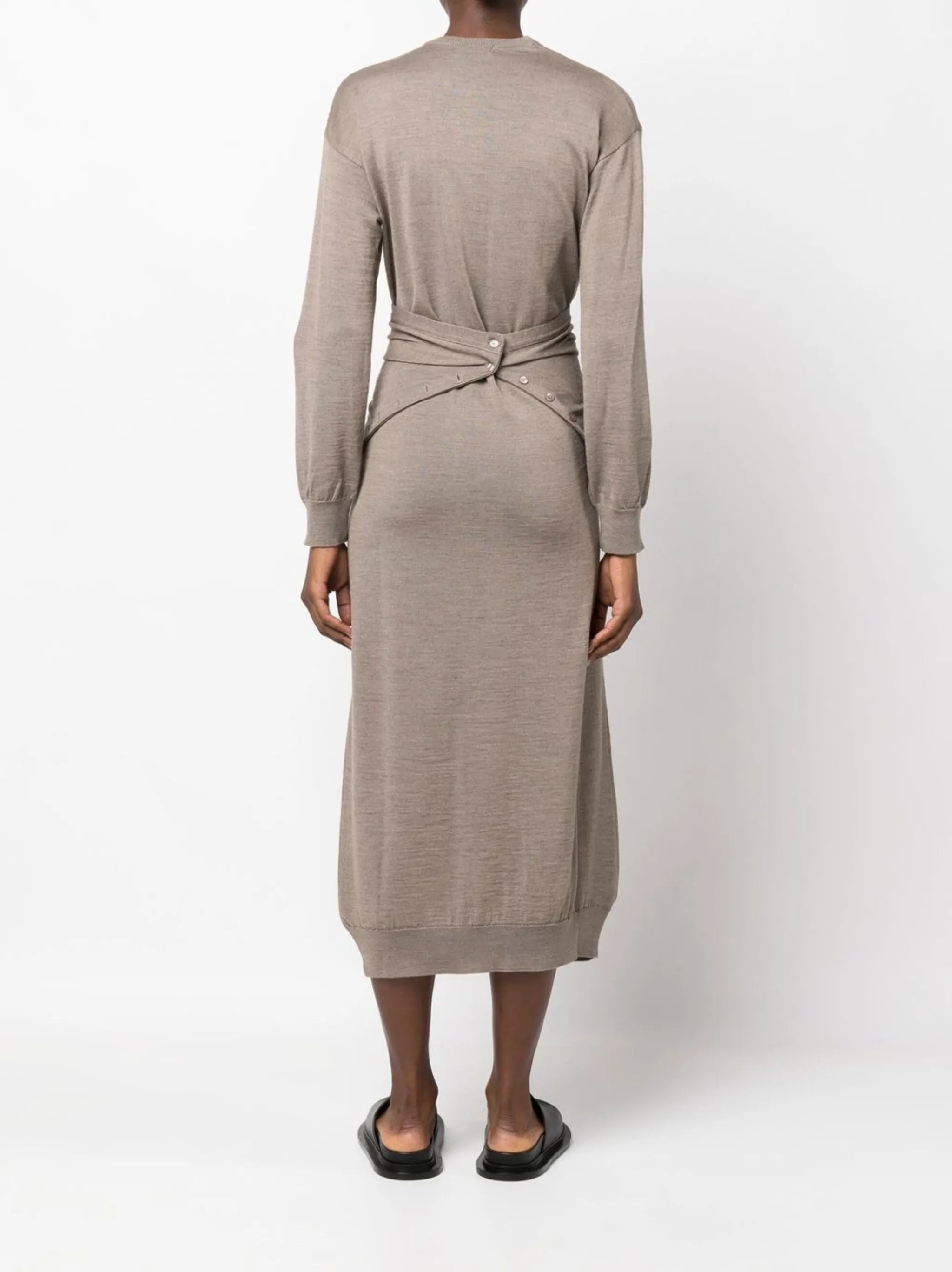 wrap layered midi dress