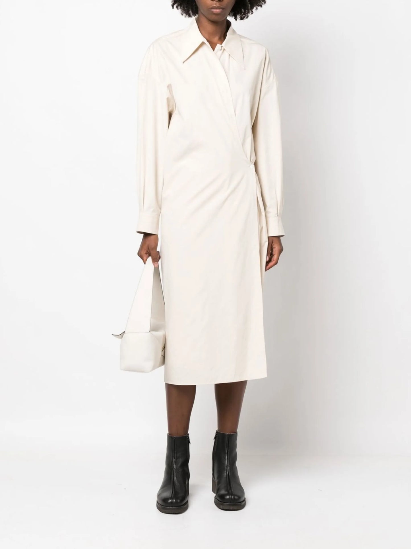 Twisted cotton shirt dress