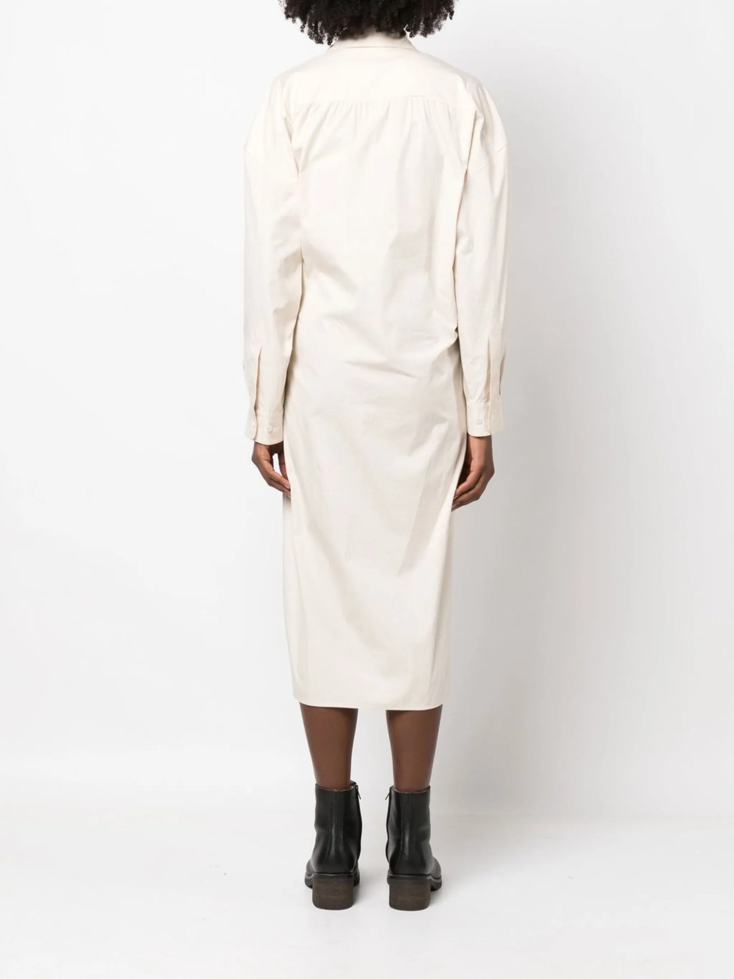 Twisted cotton shirt dress