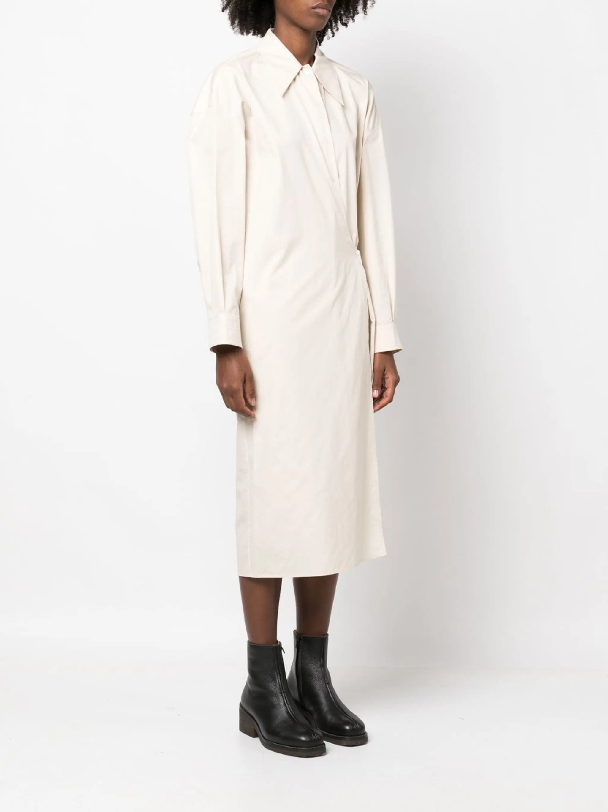 Twisted cotton shirt dress