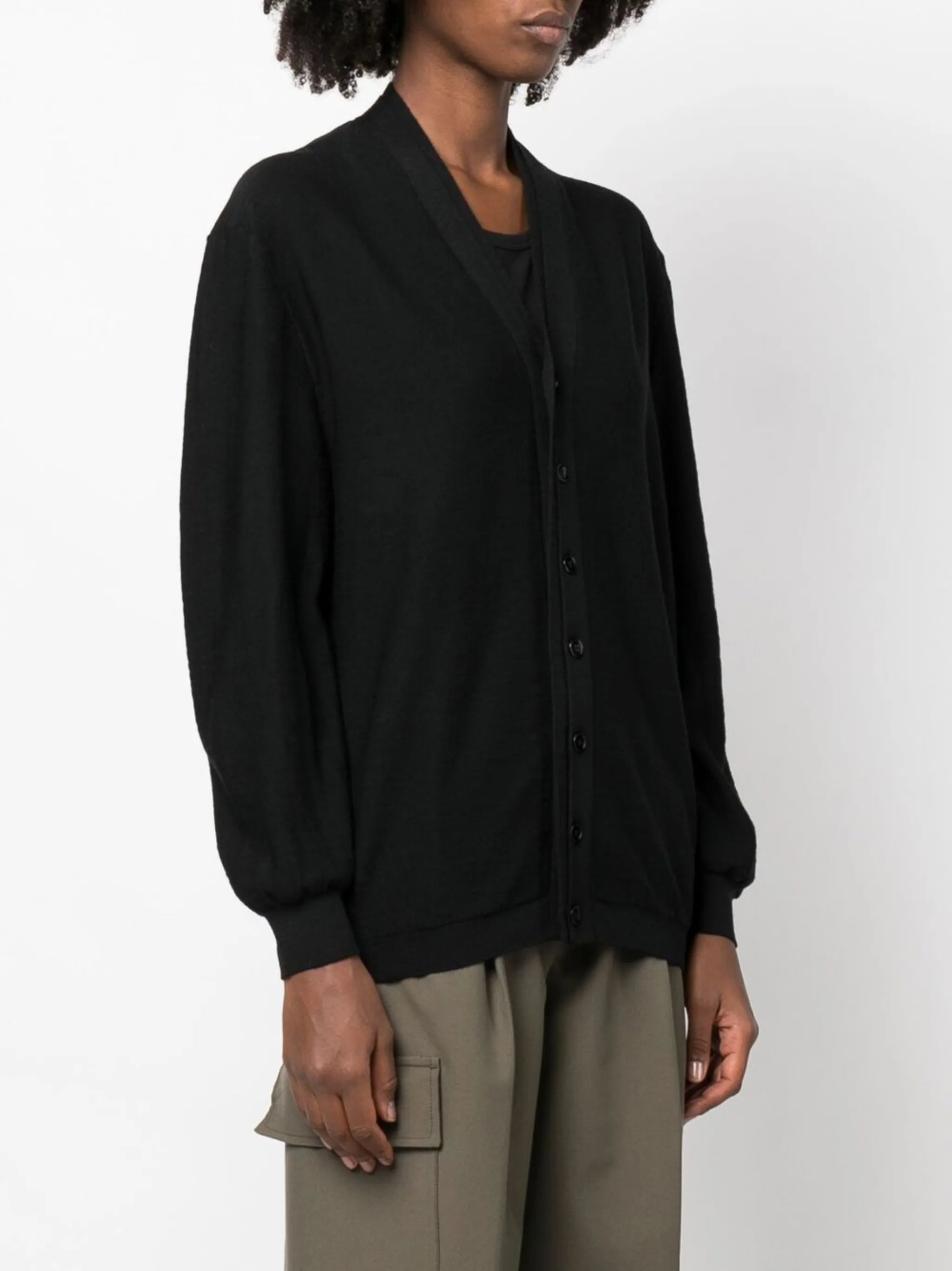 V-neck fine-knit cardigan