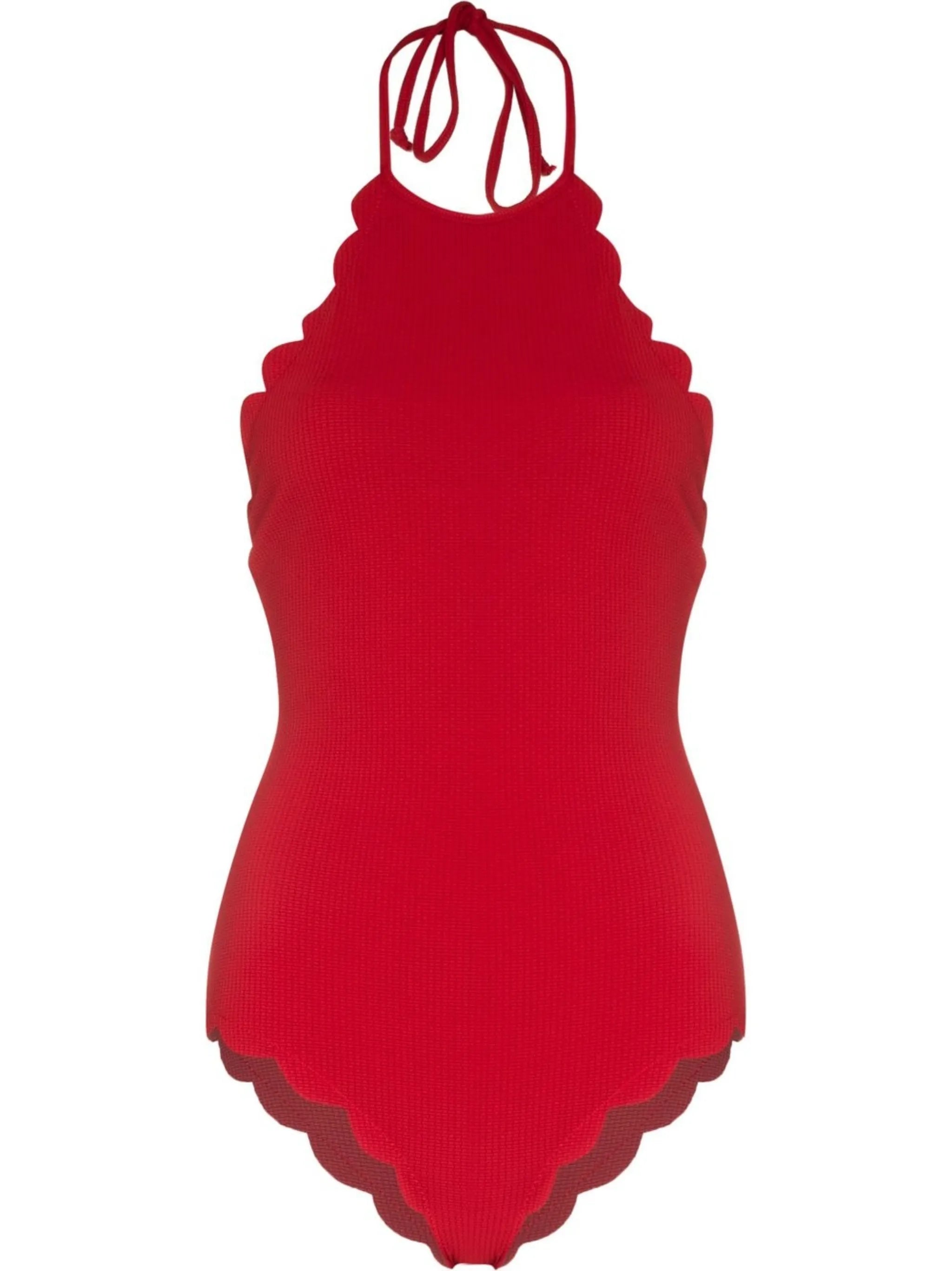 scallop-edge halterneck swimsuit