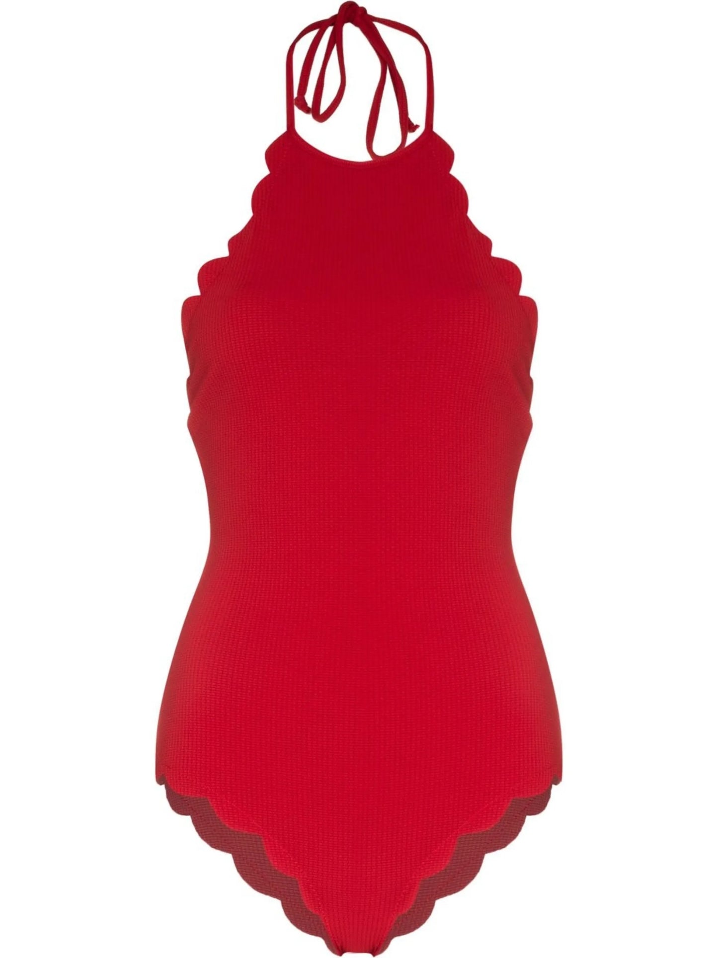 scallop-edge halterneck swimsuit
