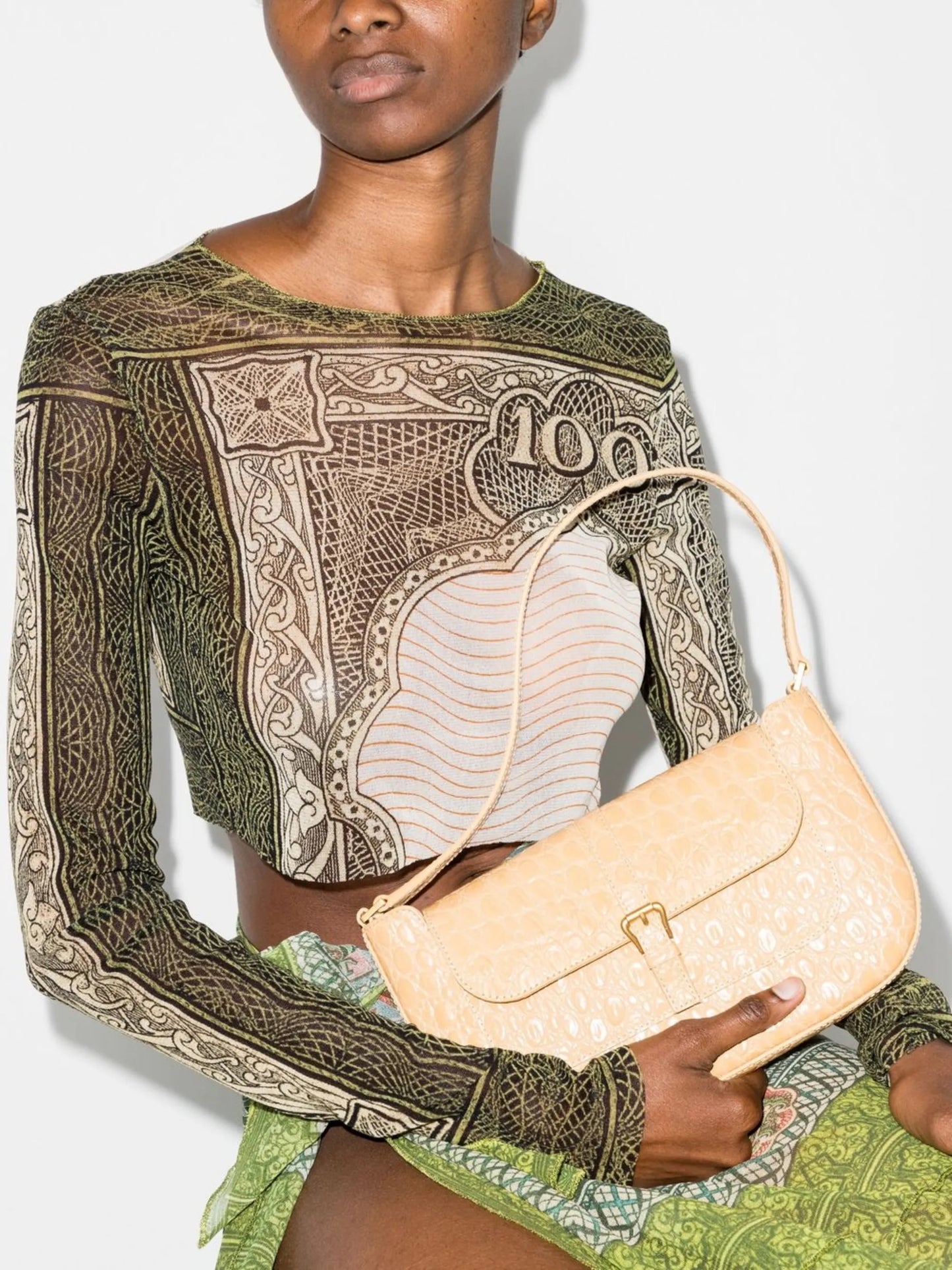 Miranda crocodile-embossed leather shoulder bag
