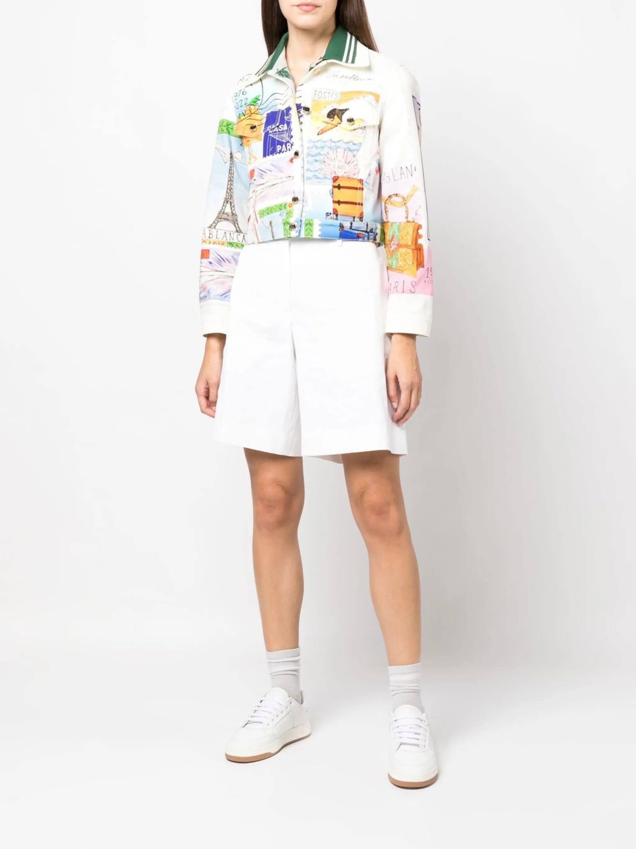 graphic-print denim jacket