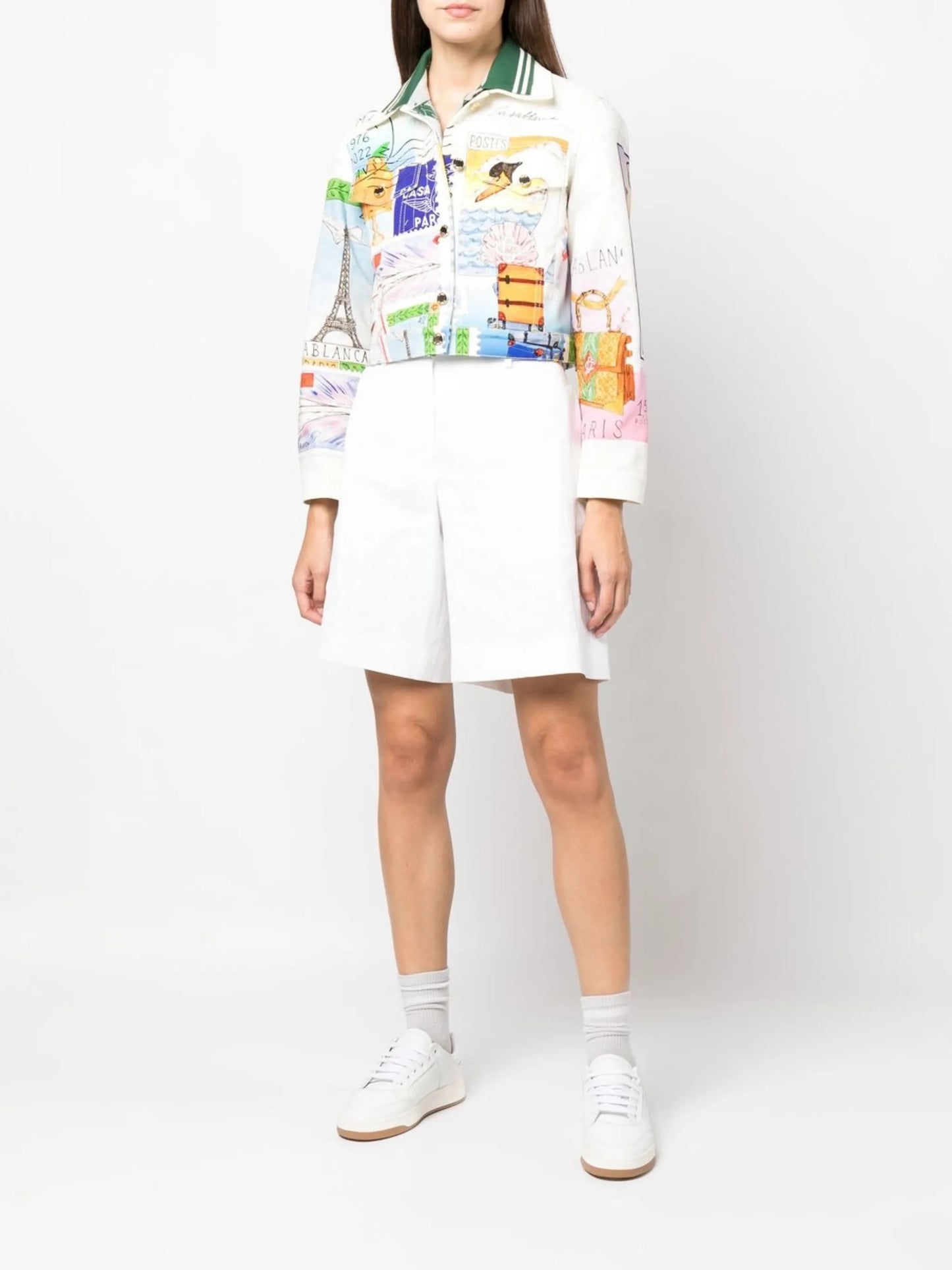 graphic-print denim jacket