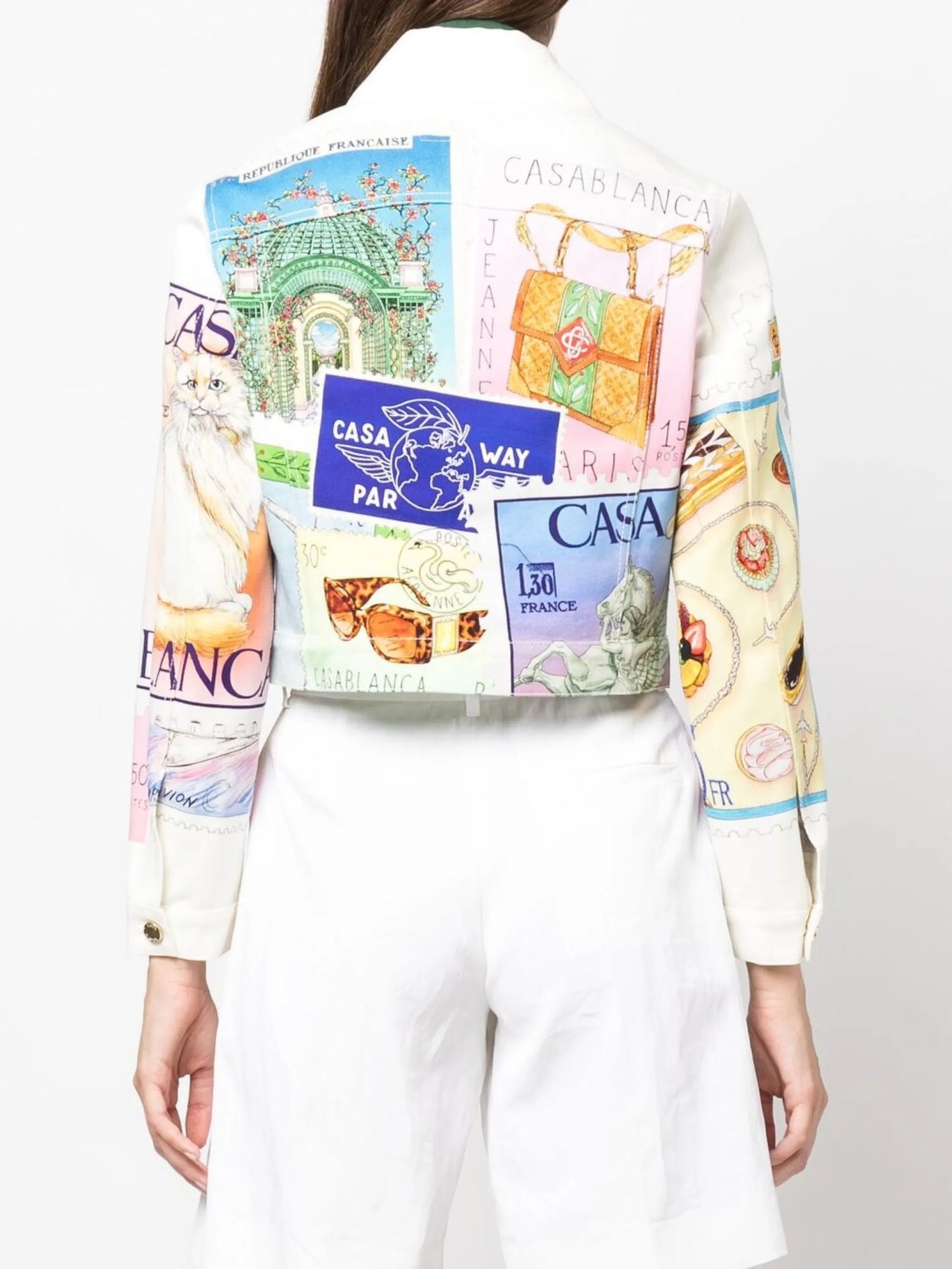 graphic-print denim jacket