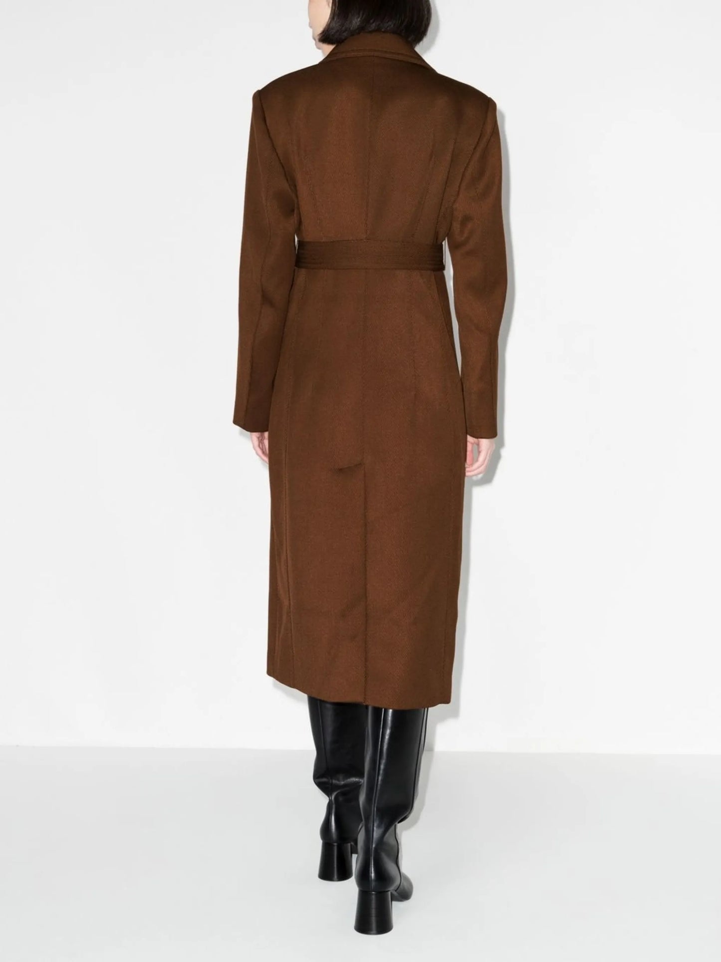 tailored belted single-breasted coat
