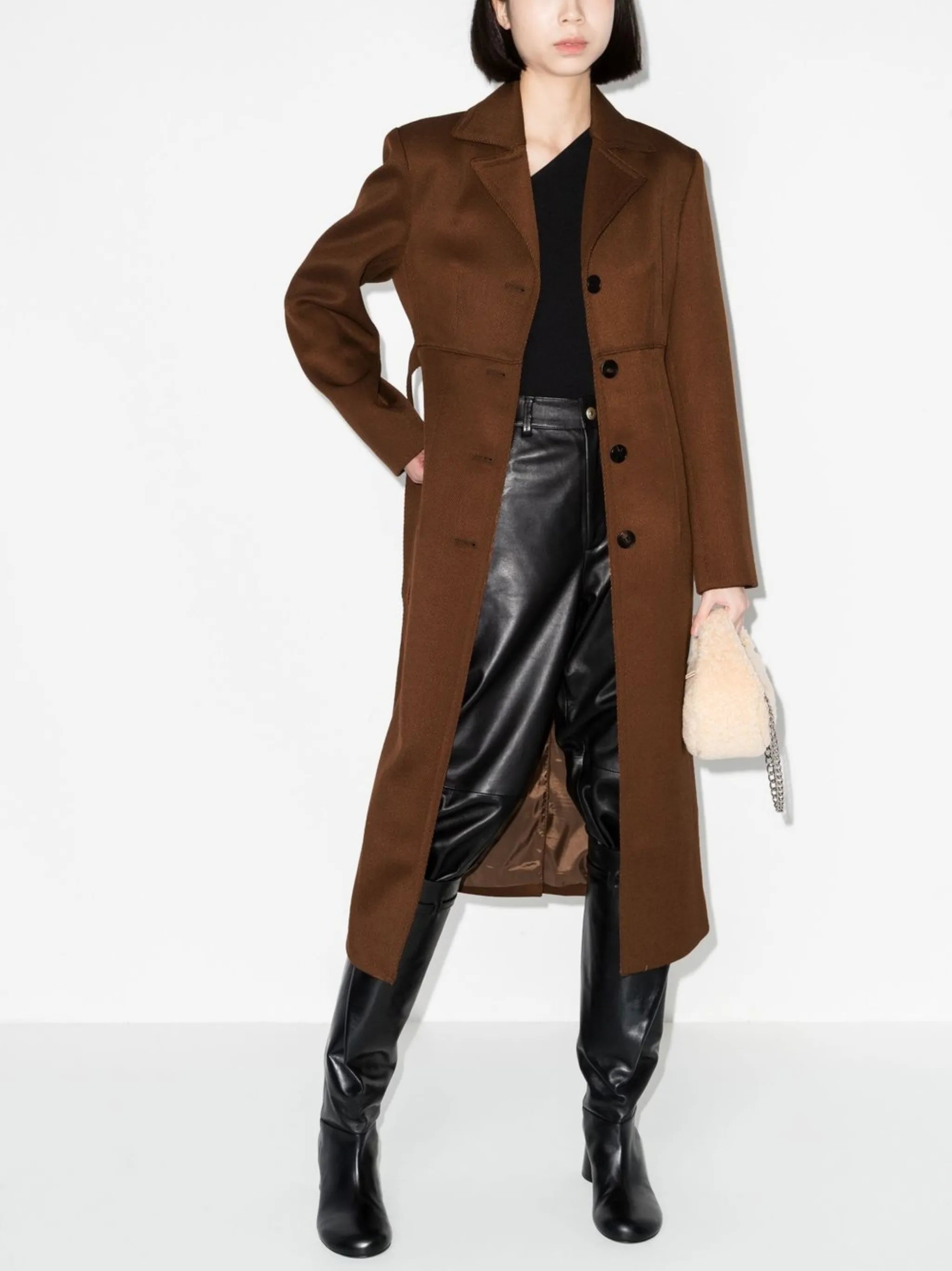 tailored belted single-breasted coat