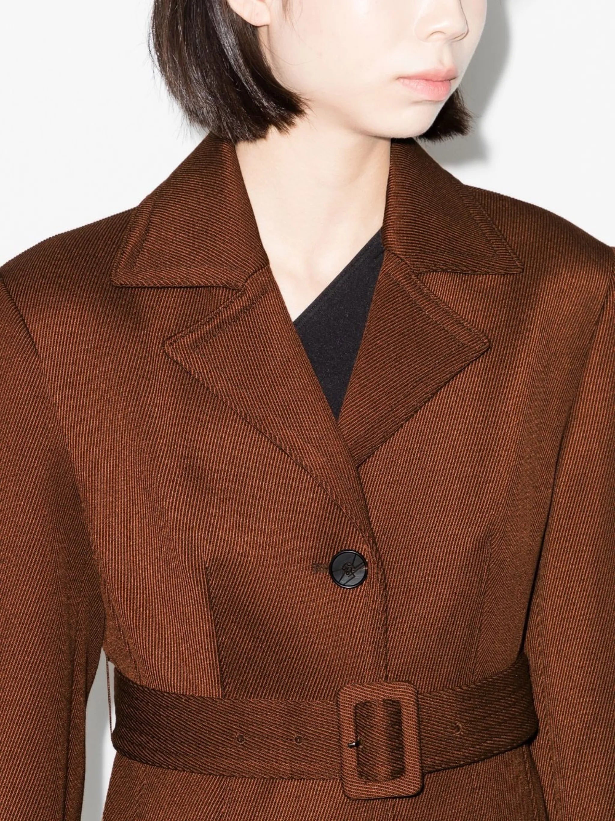 tailored belted single-breasted coat