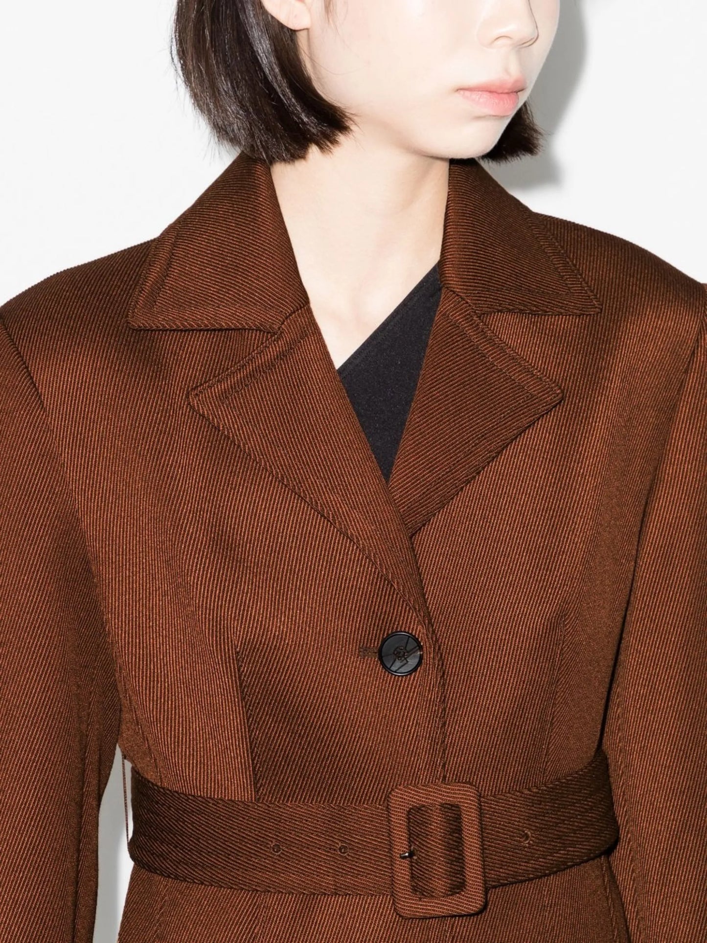 tailored belted single-breasted coat