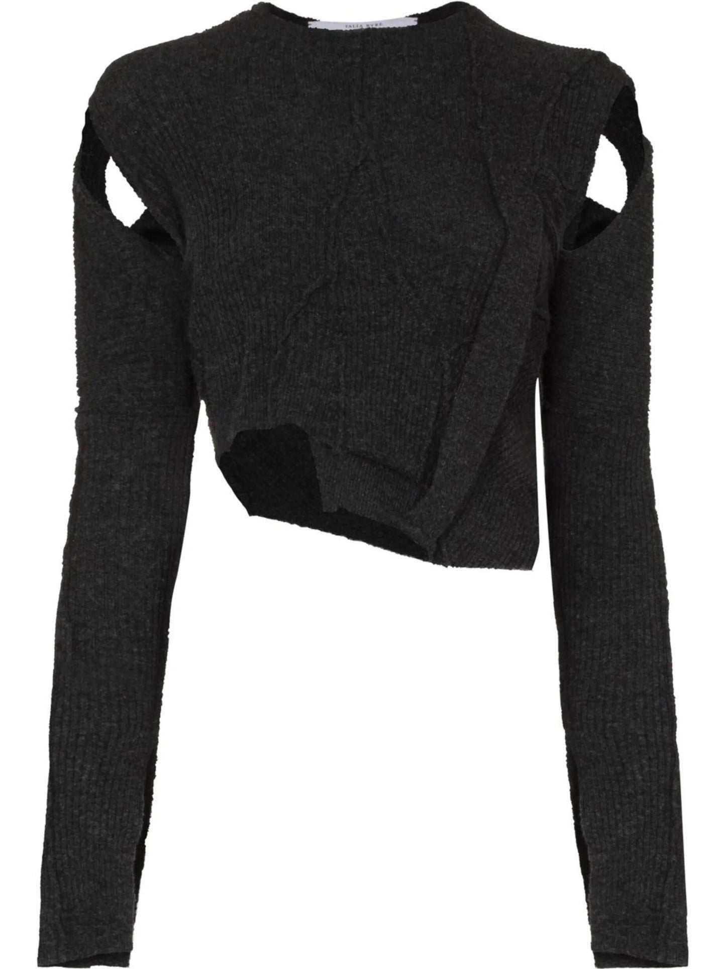 Ribbon asymmetric cropped knitted top