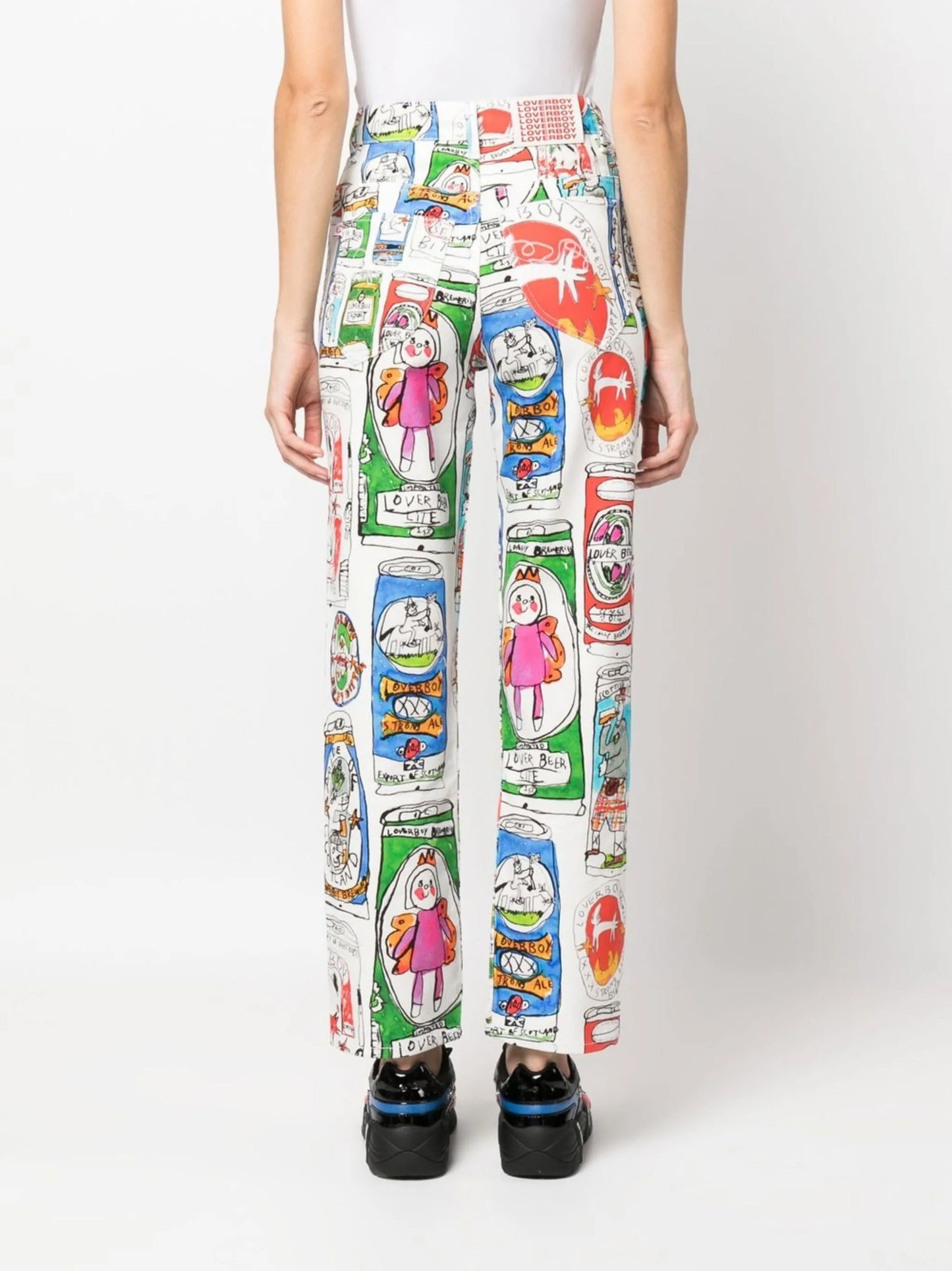 graphic-print straight-leg jeans