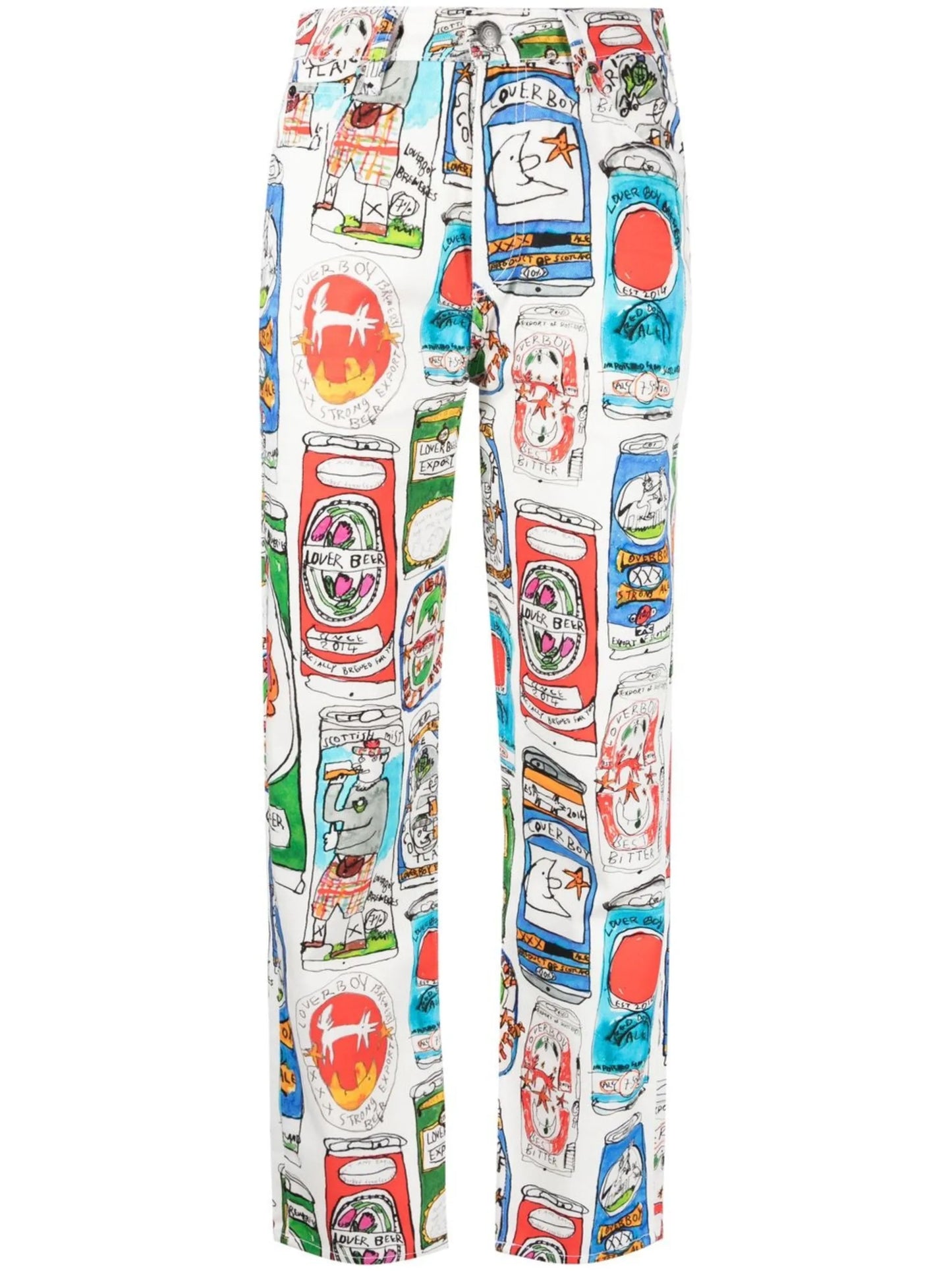 graphic-print straight-leg jeans