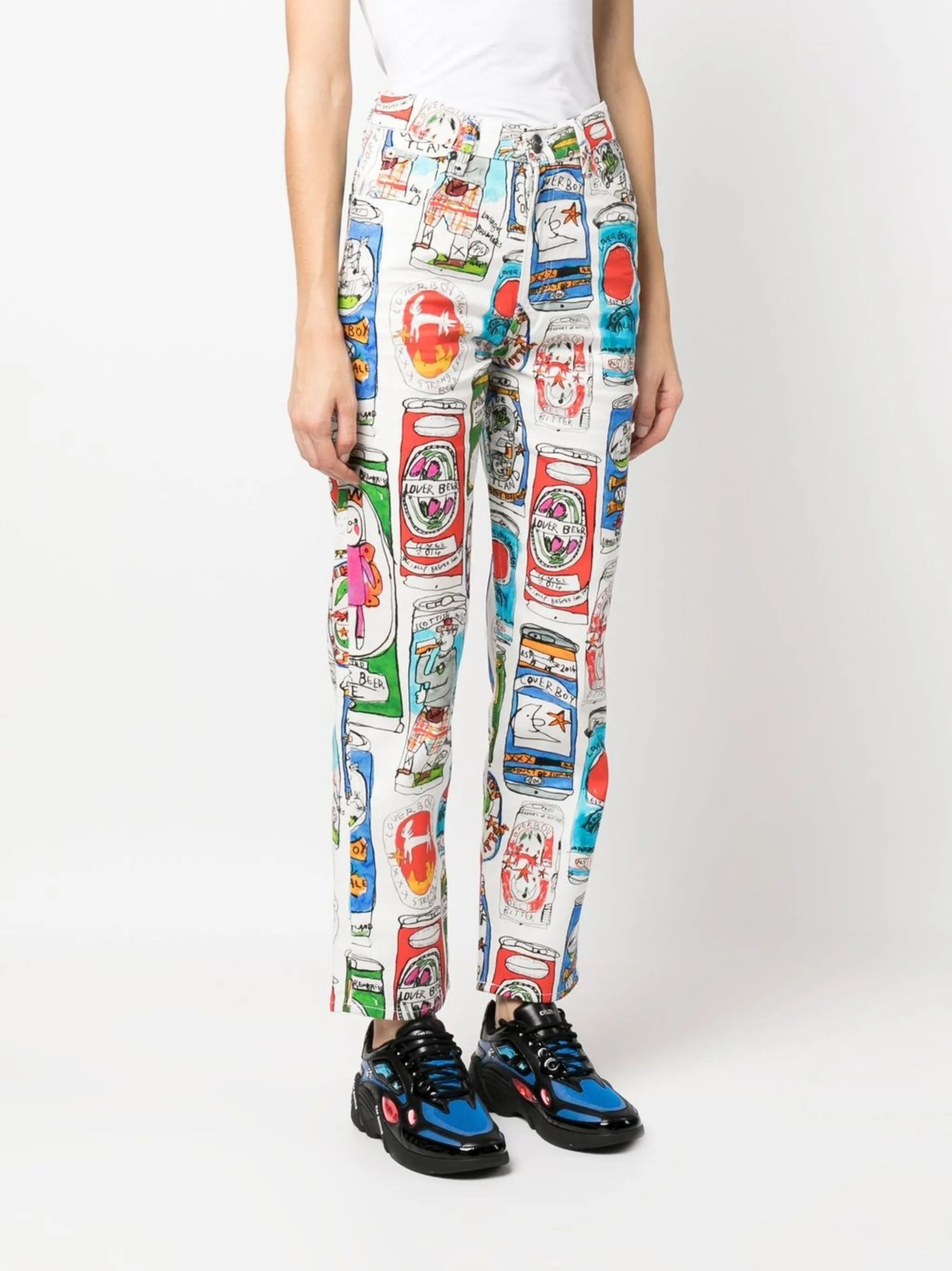 graphic-print straight-leg jeans