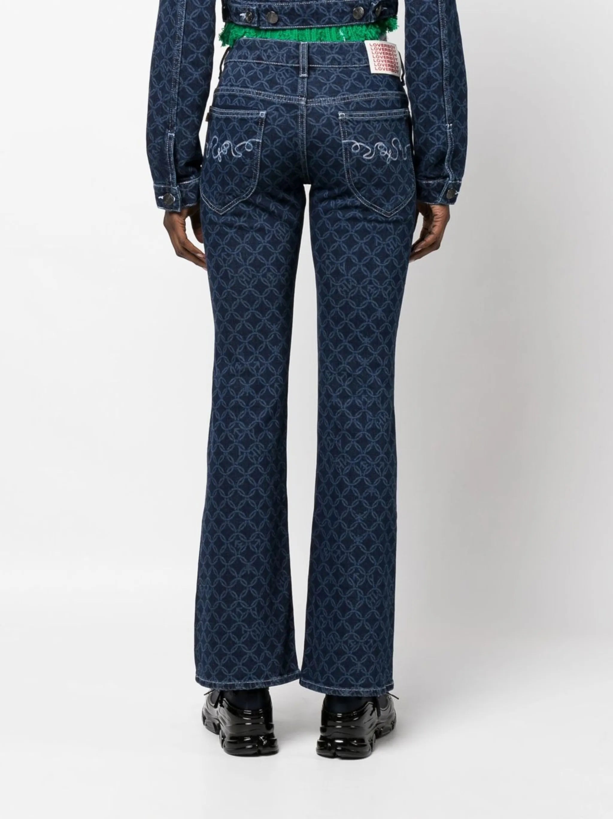 mid-rise flared denim jeans