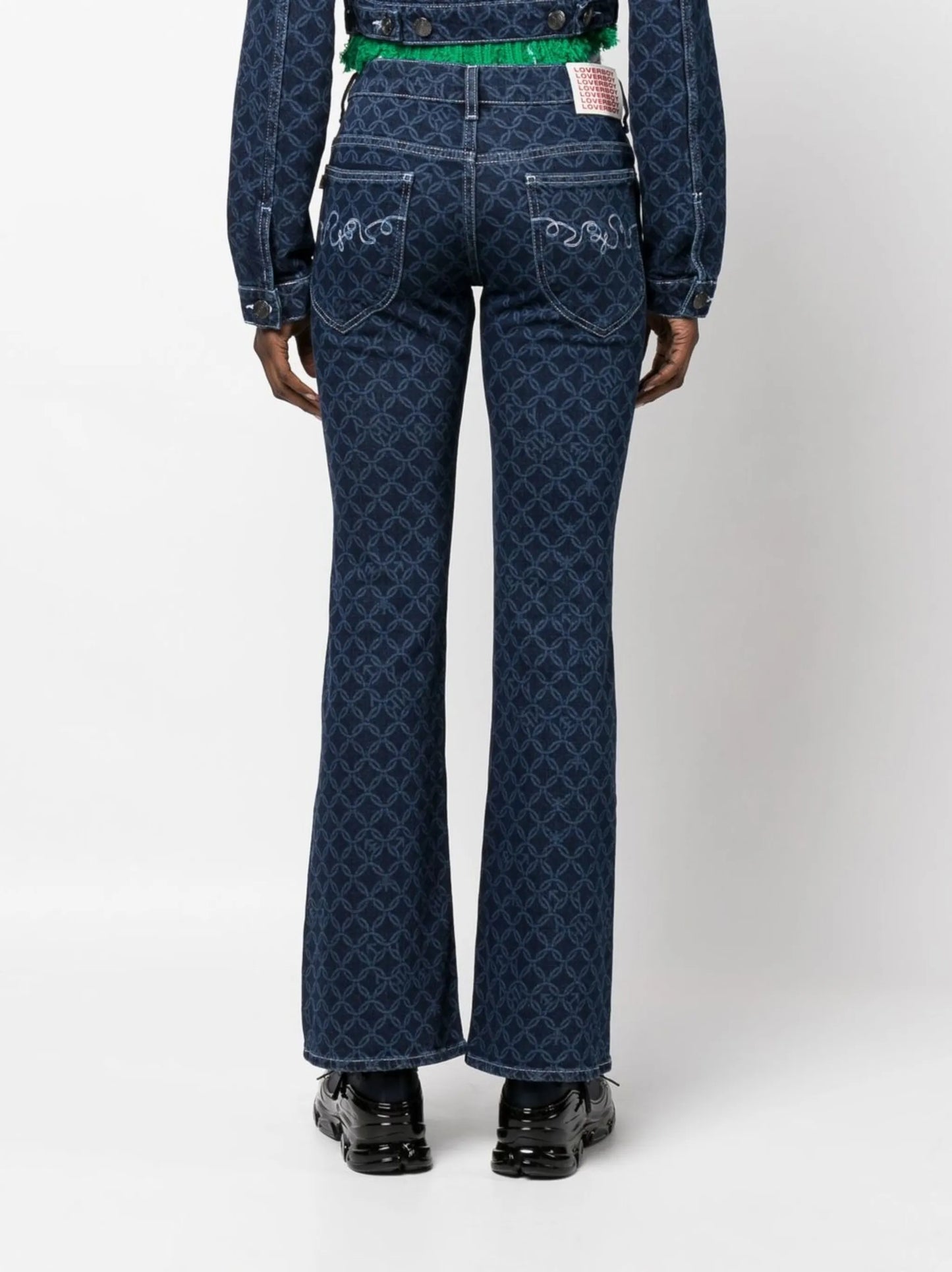 mid-rise flared denim jeans