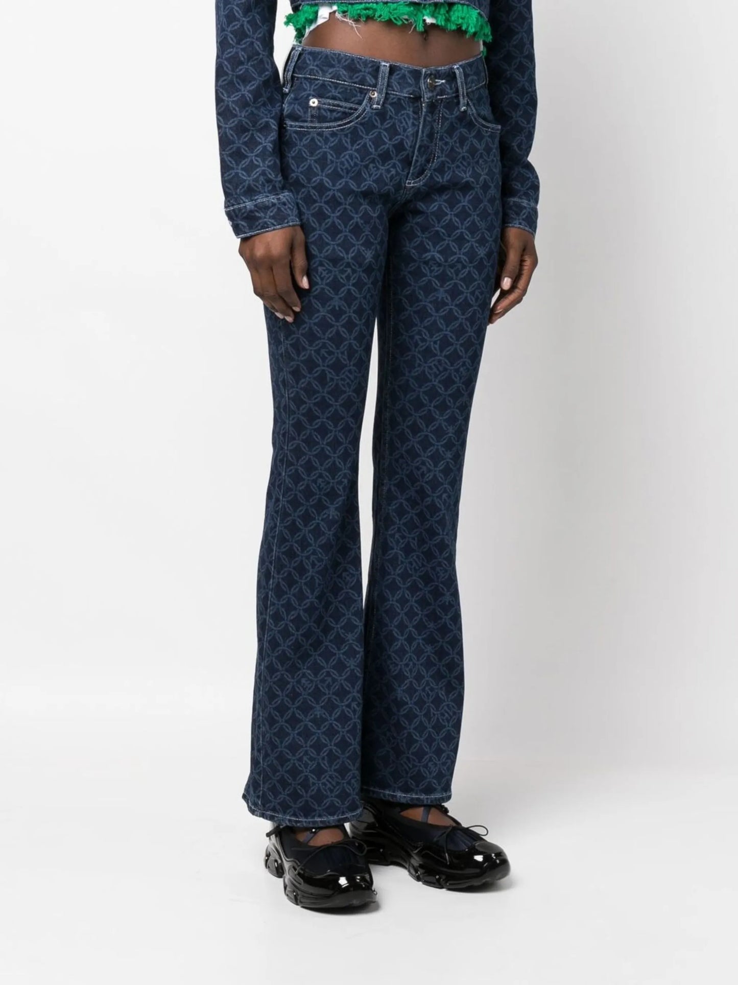 mid-rise flared denim jeans