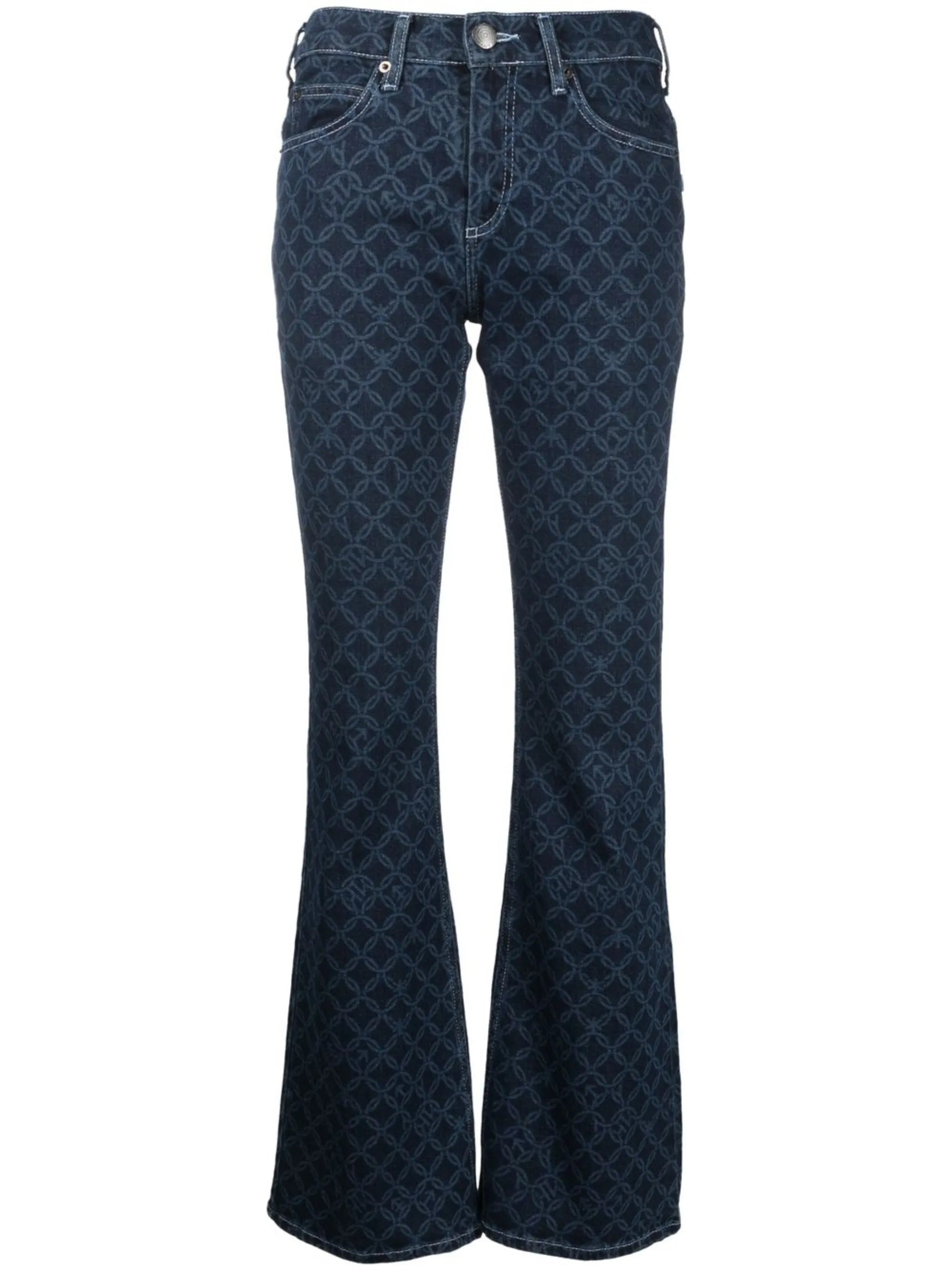 mid-rise flared denim jeans