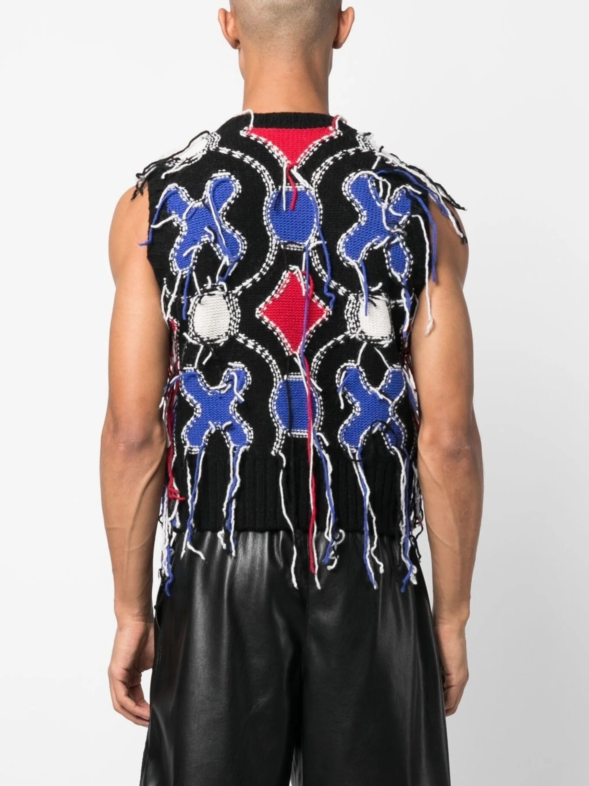 Guddle sleeveless frayed knitted vest