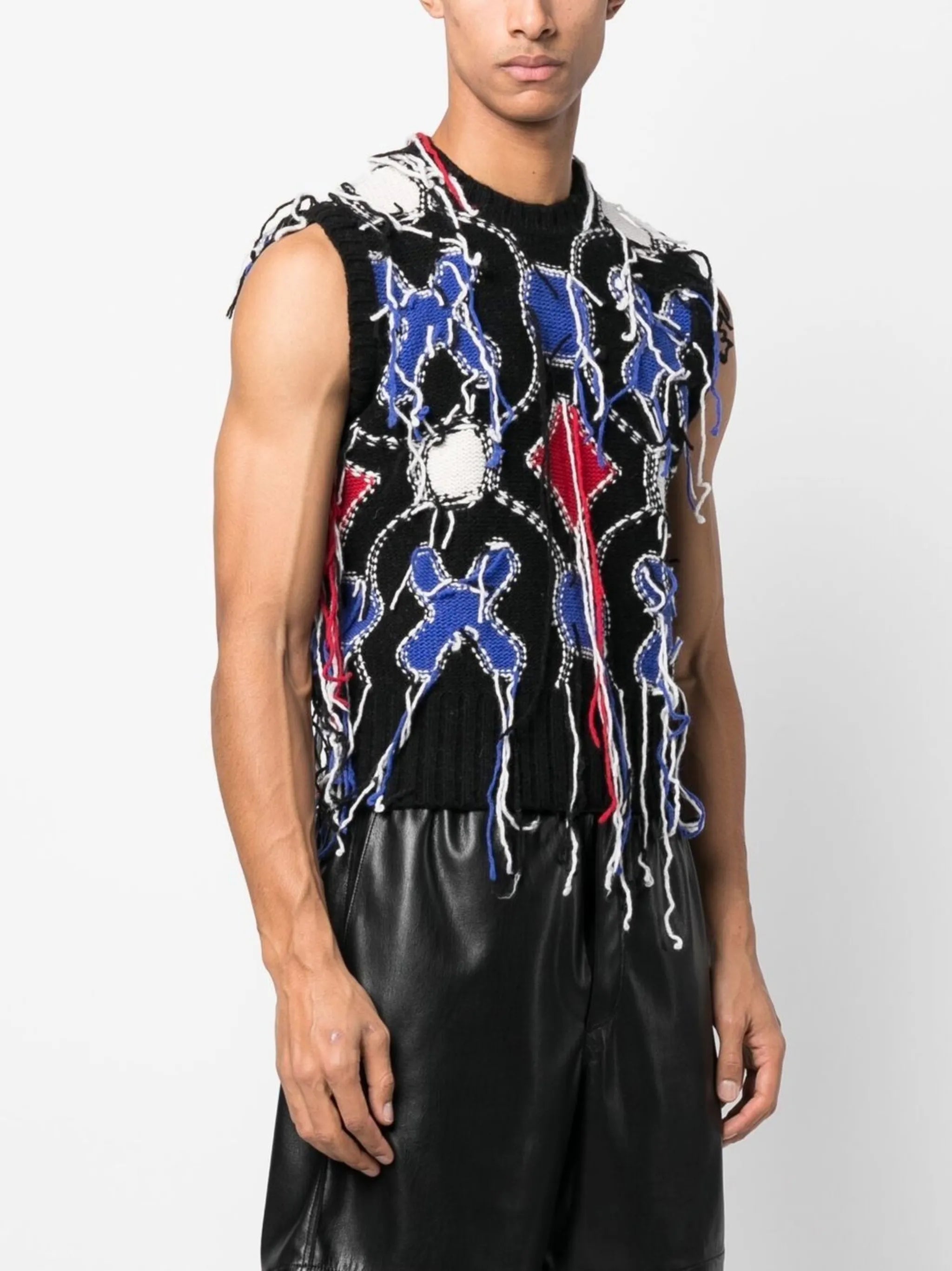 Guddle sleeveless frayed knitted vest