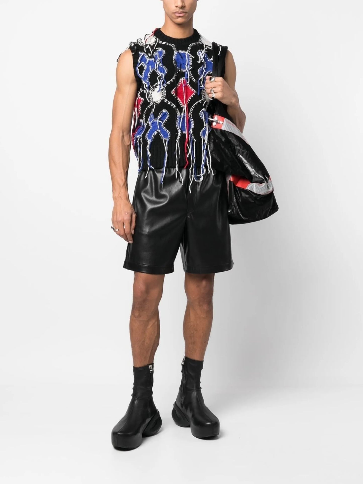 Guddle sleeveless frayed knitted vest