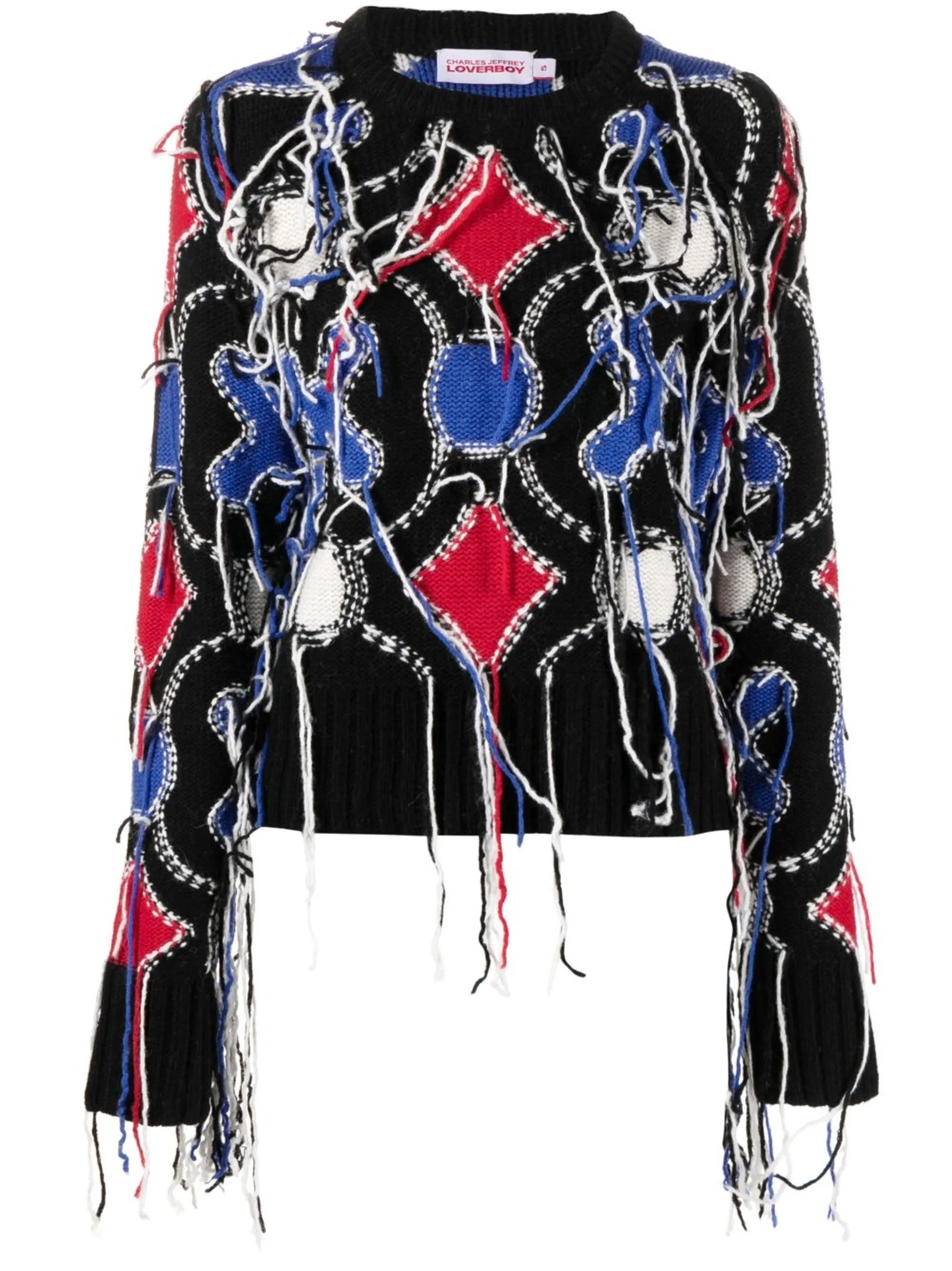 distressed-effect frayed jumper