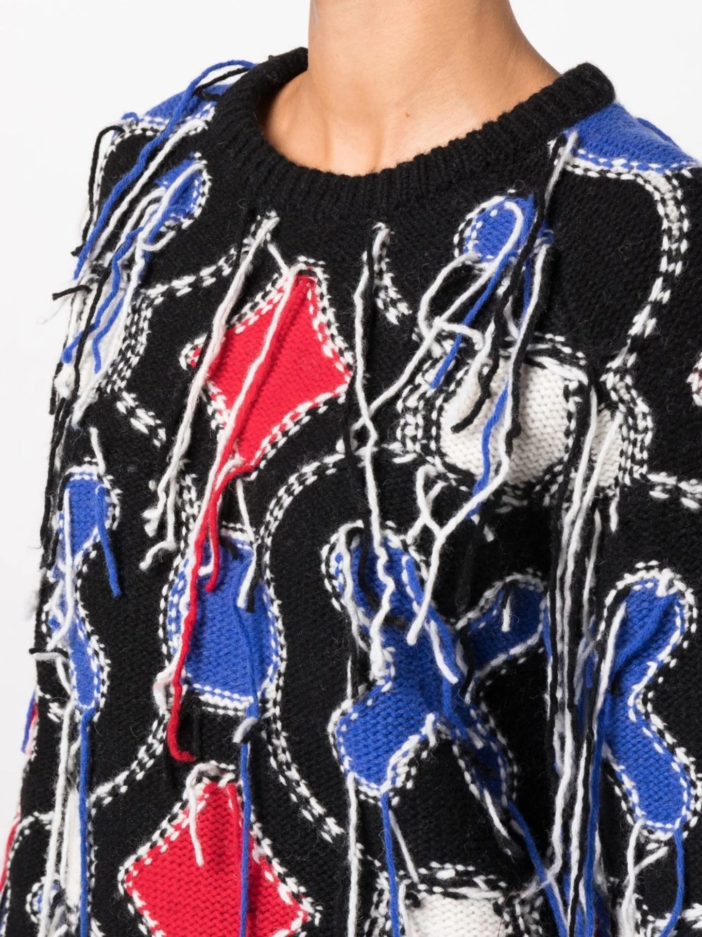 distressed-effect frayed jumper