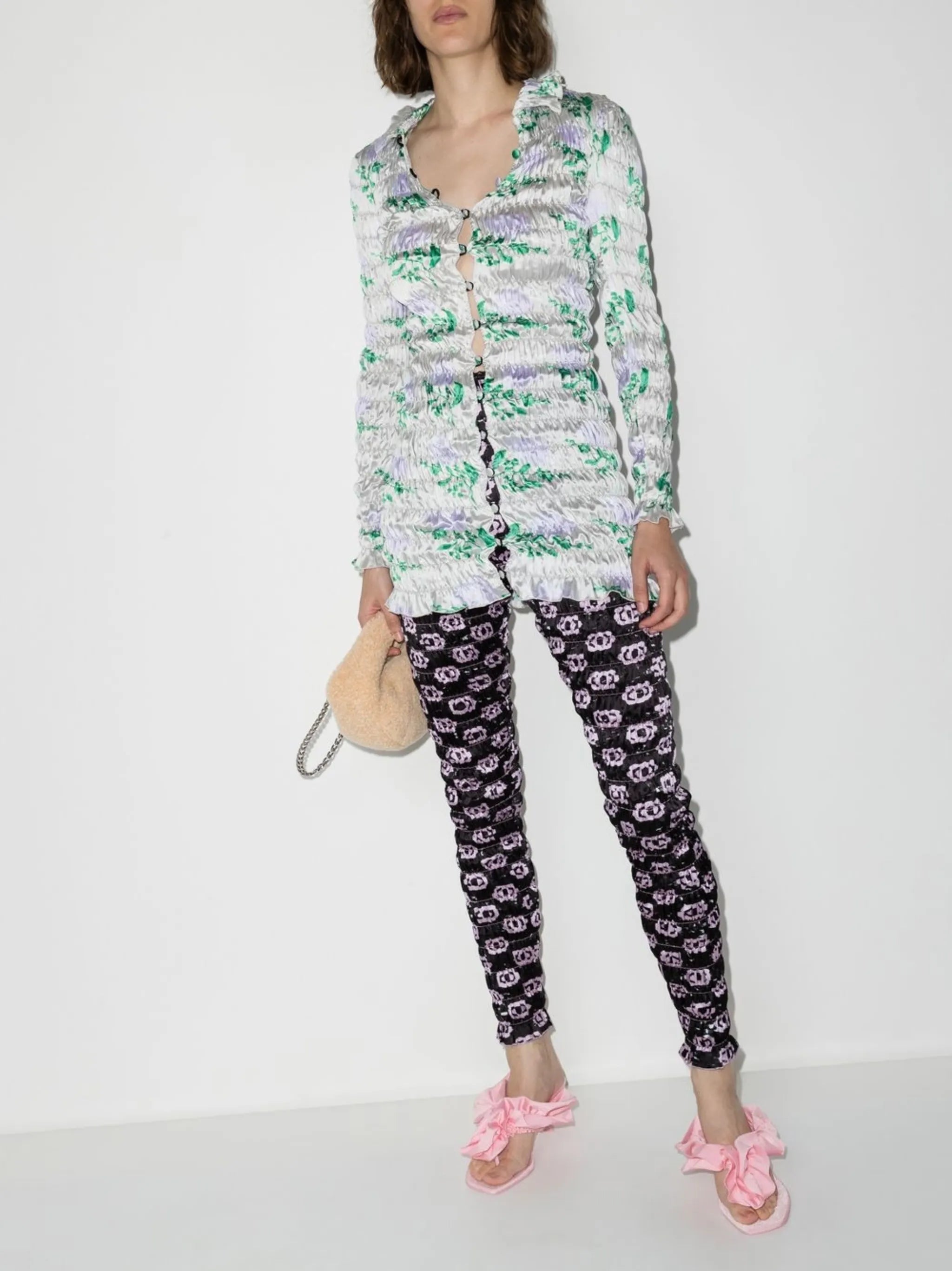 graphic-print long-sleeve dress
