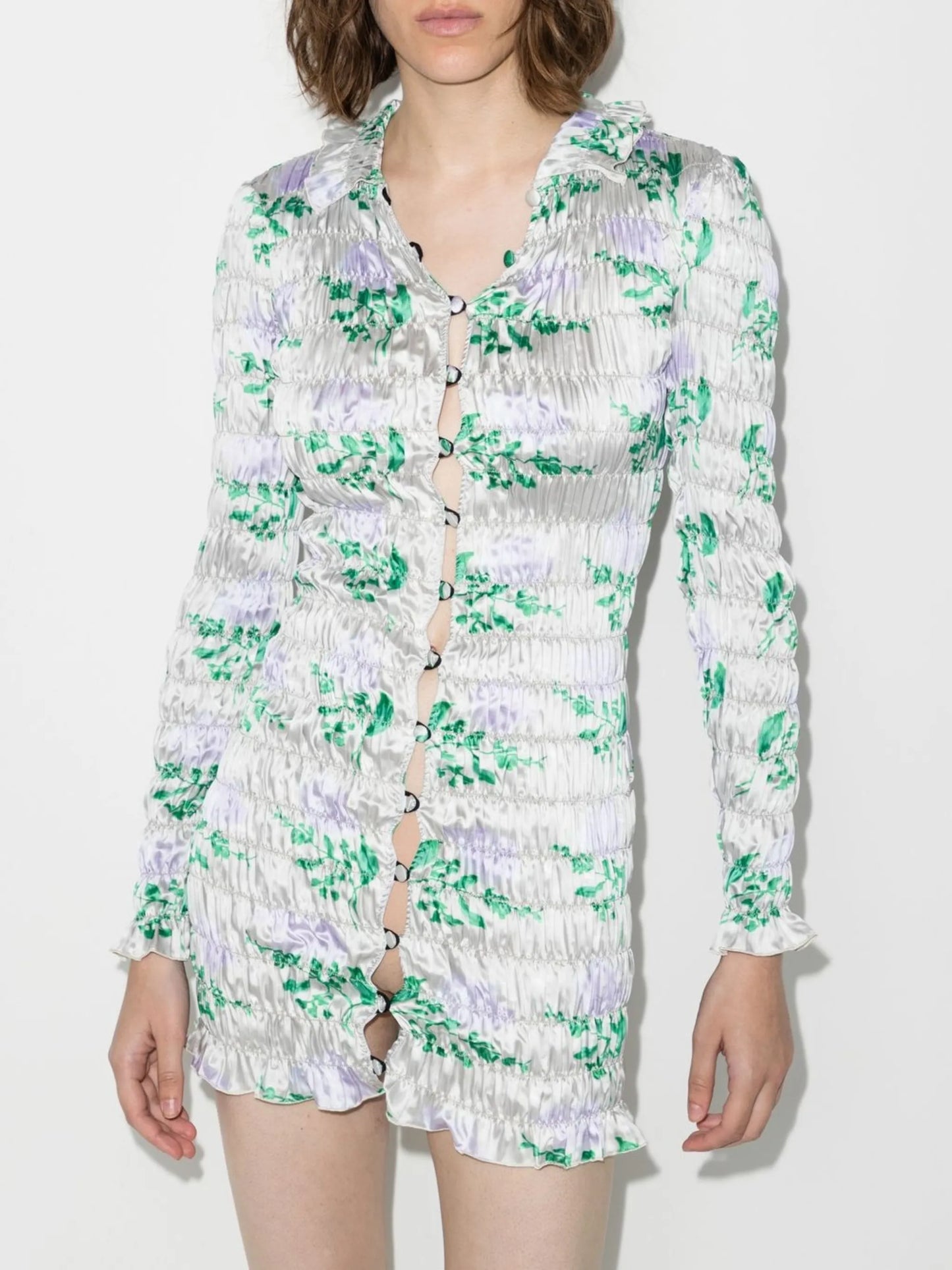 graphic-print long-sleeve dress