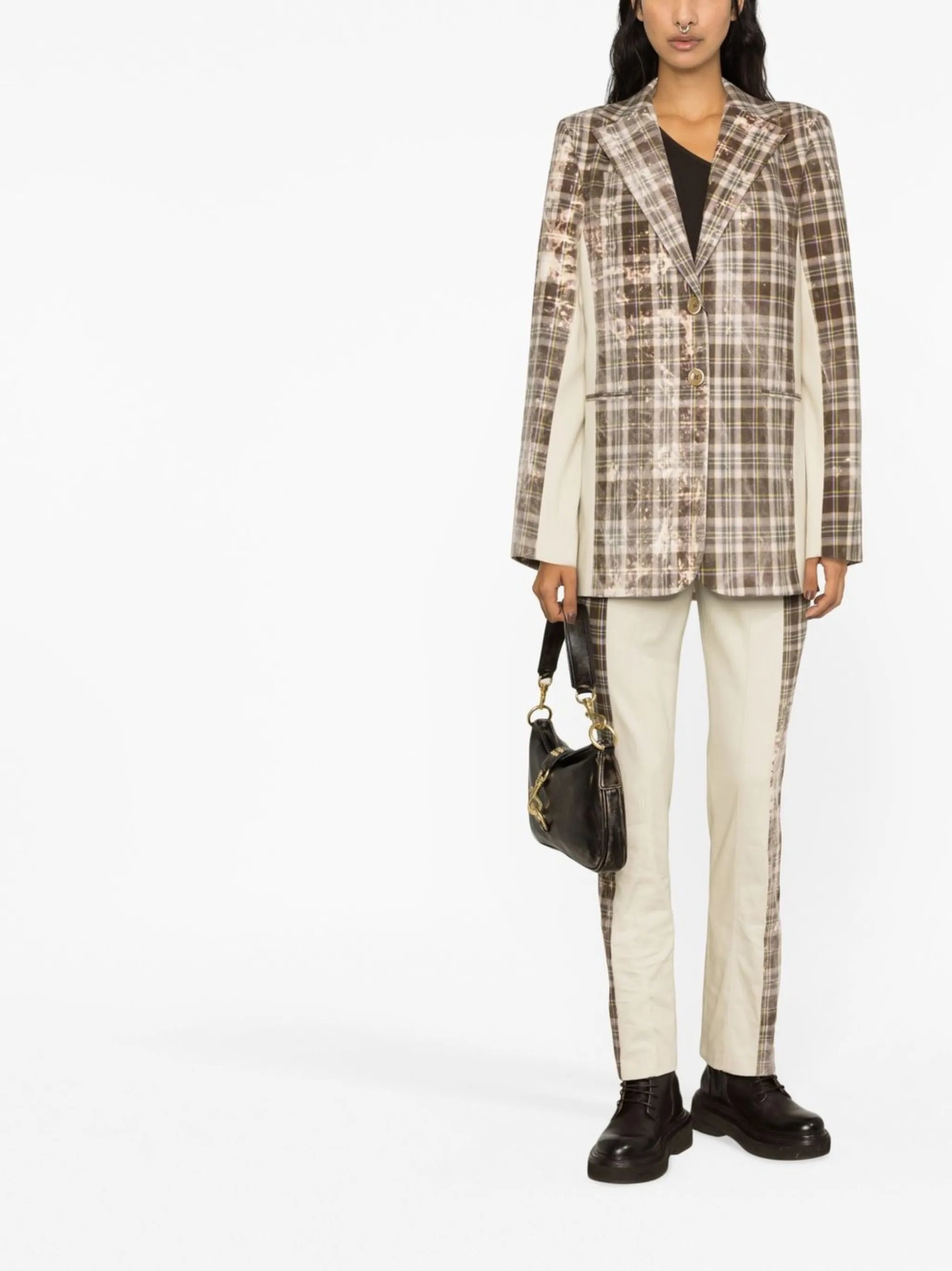 checked single-breasted blazer