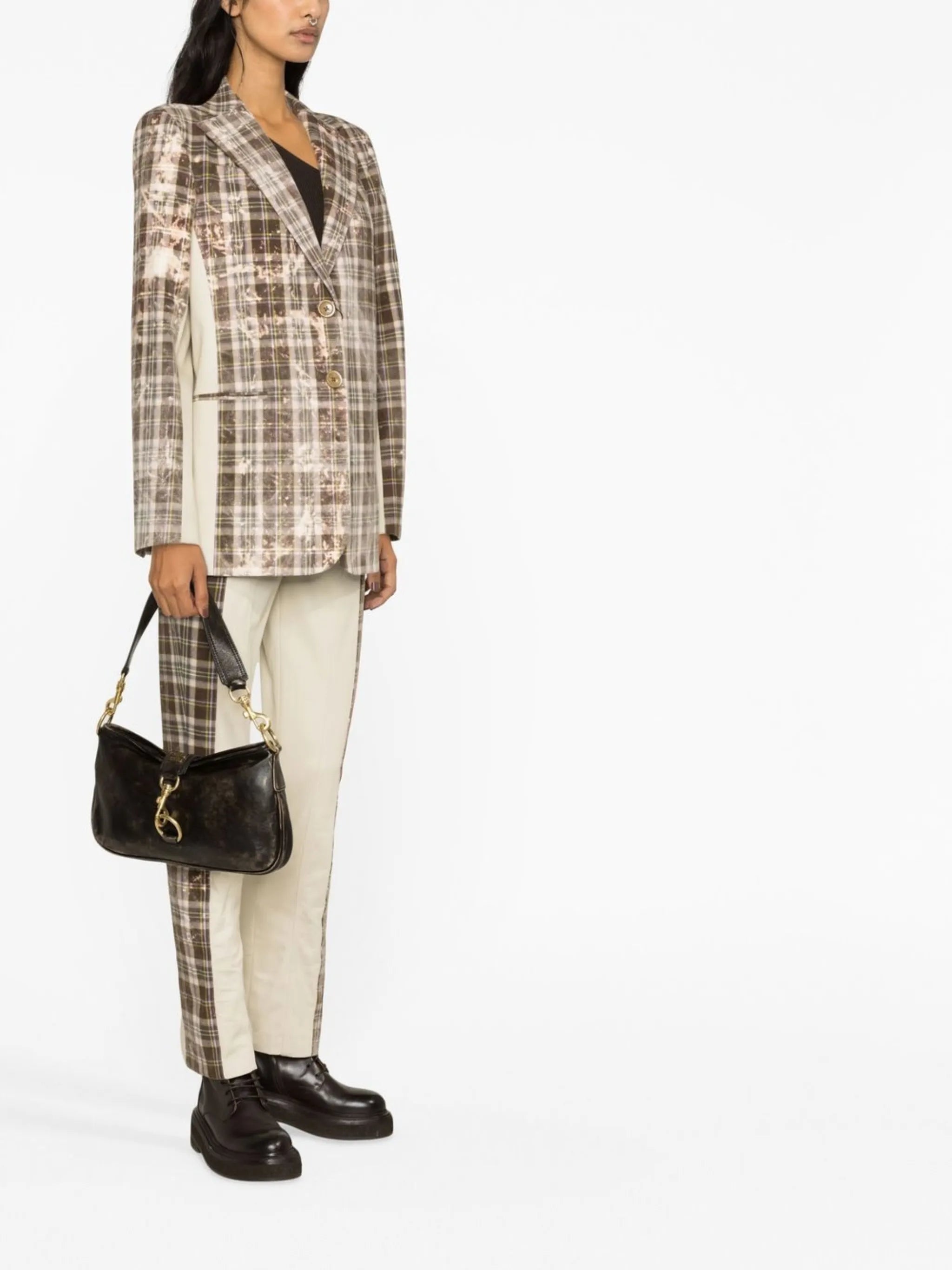 checked single-breasted blazer