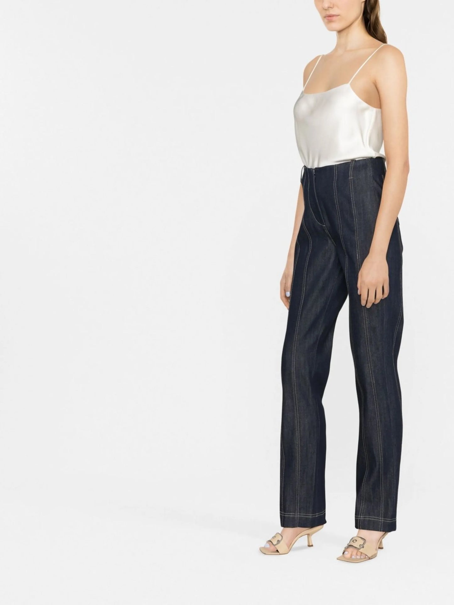 panelled straight-leg jeans