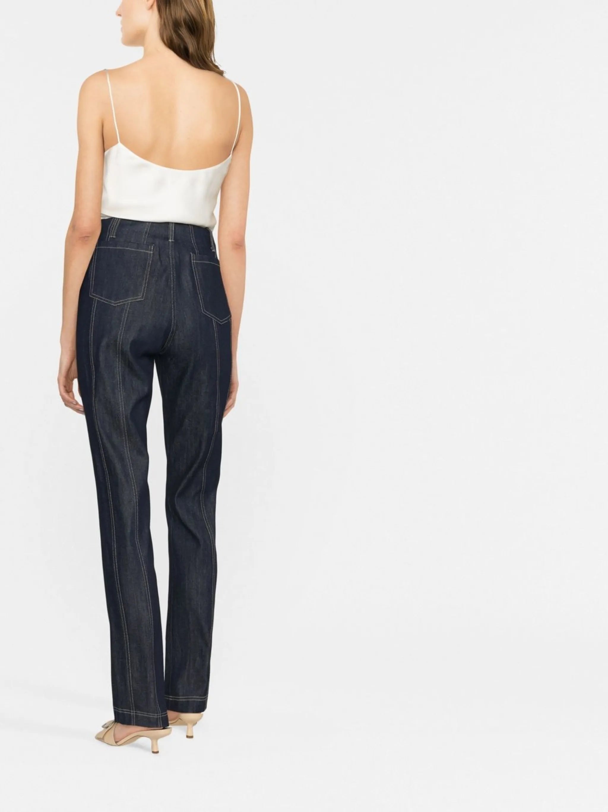panelled straight-leg jeans