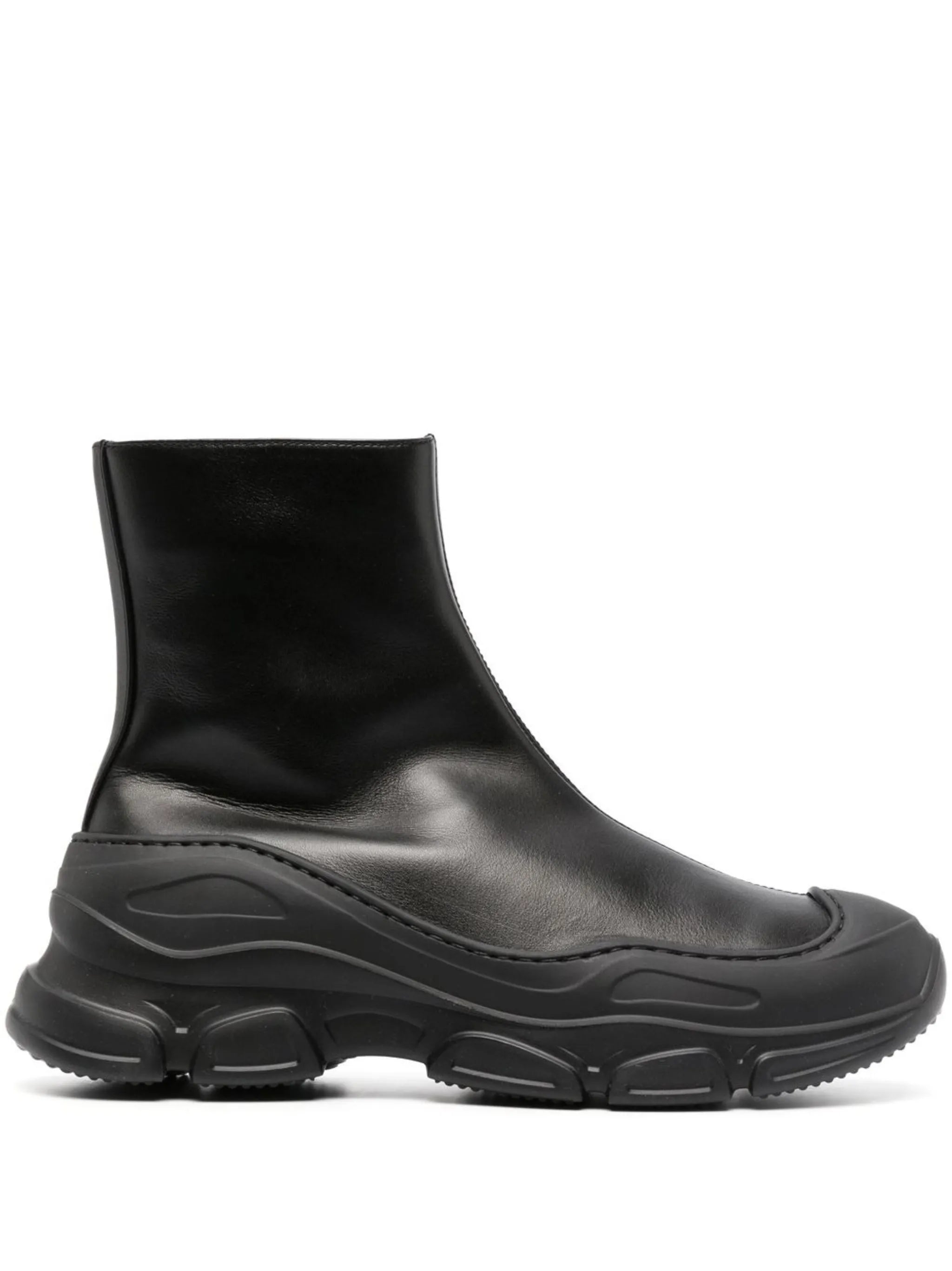 zip-up leather ankle boots