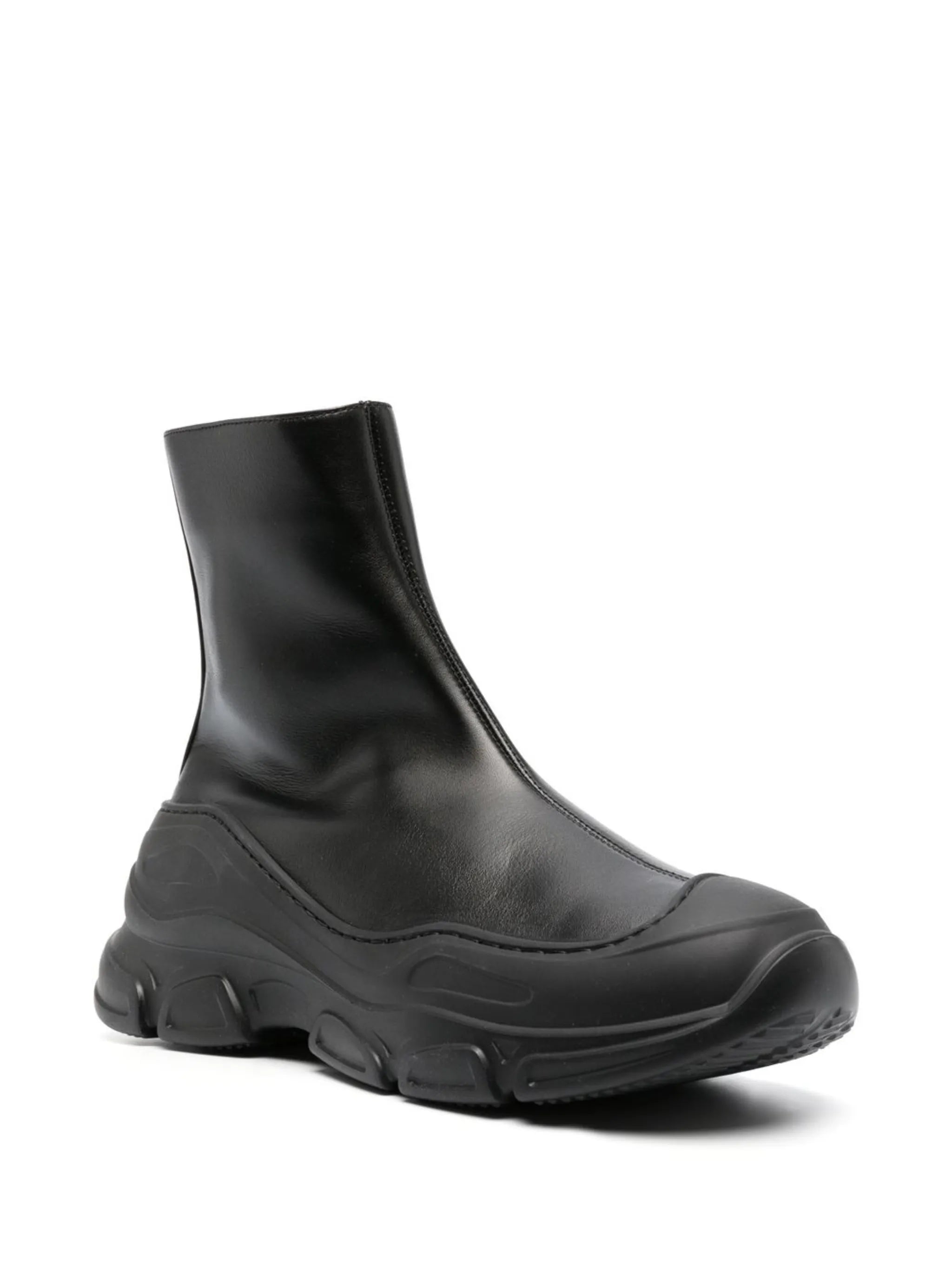 zip-up leather ankle boots