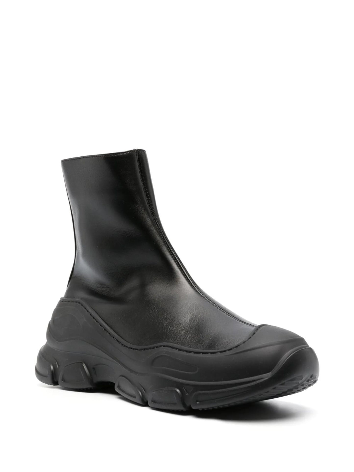 zip-up leather ankle boots