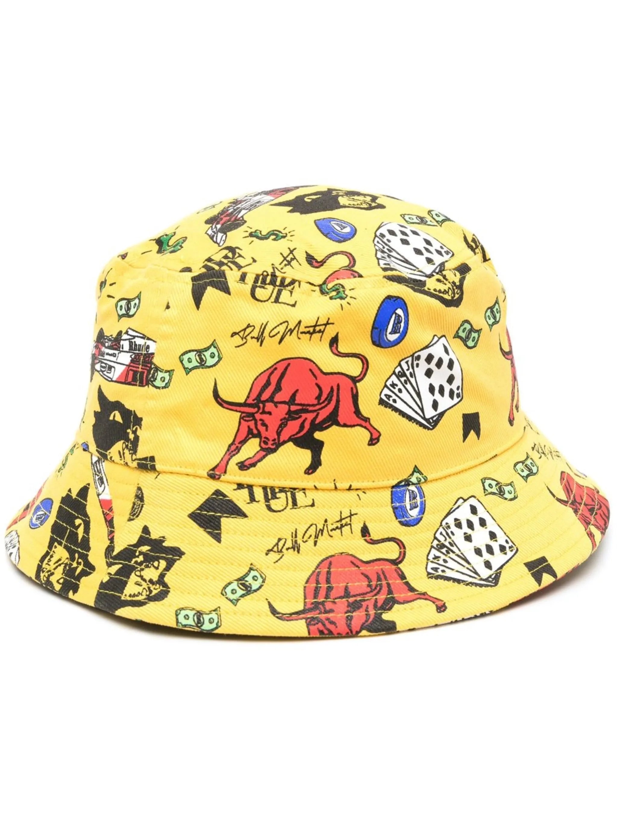 multicolor doodle bucket hat