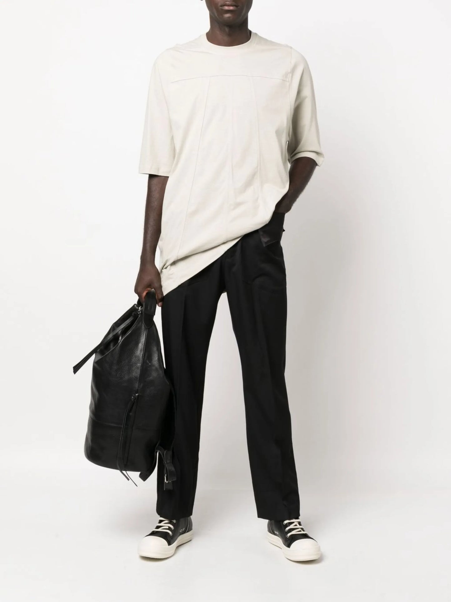 panelled short-sleeved T-shirt