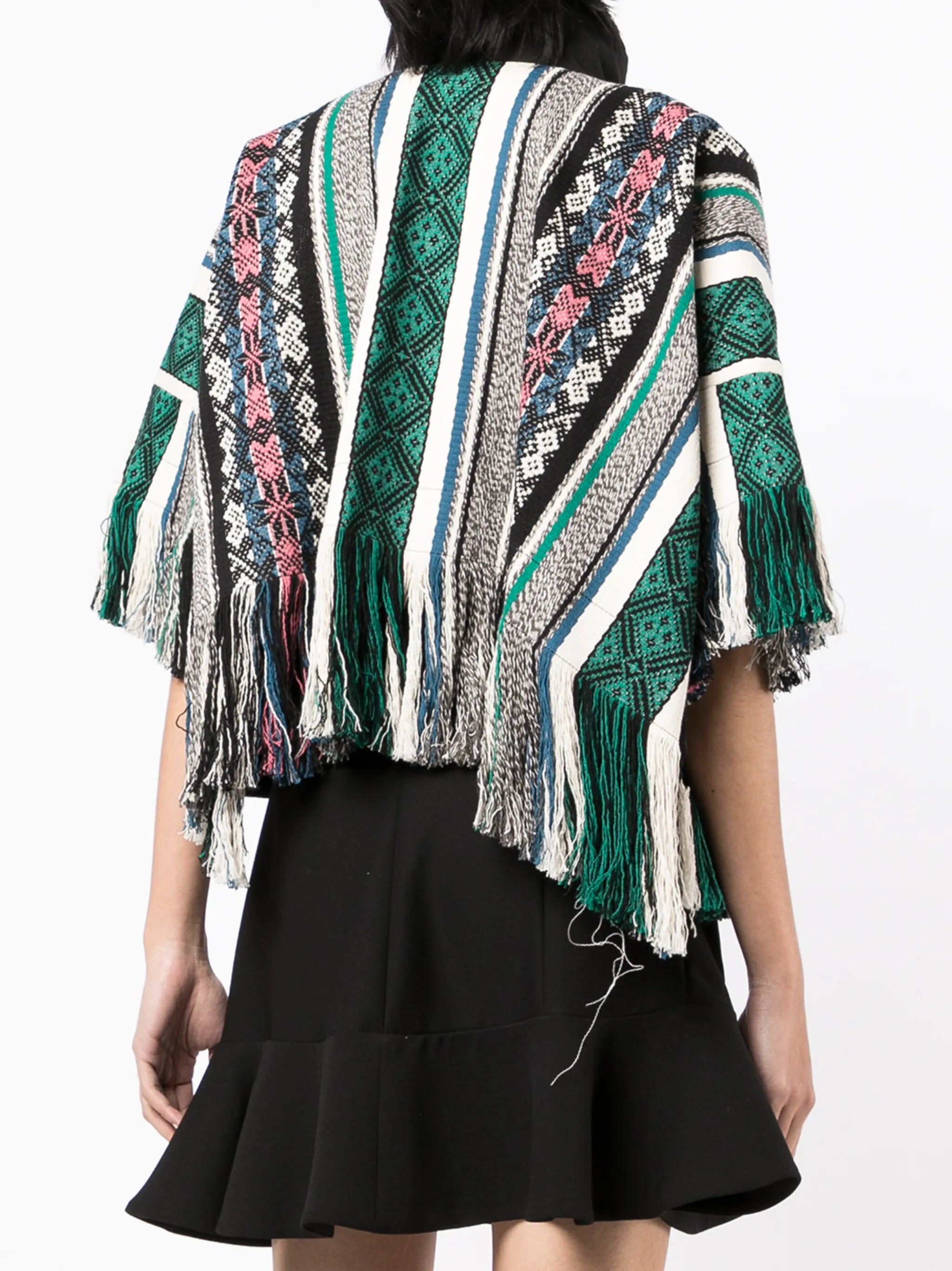 jacquard fringed cotton jacket