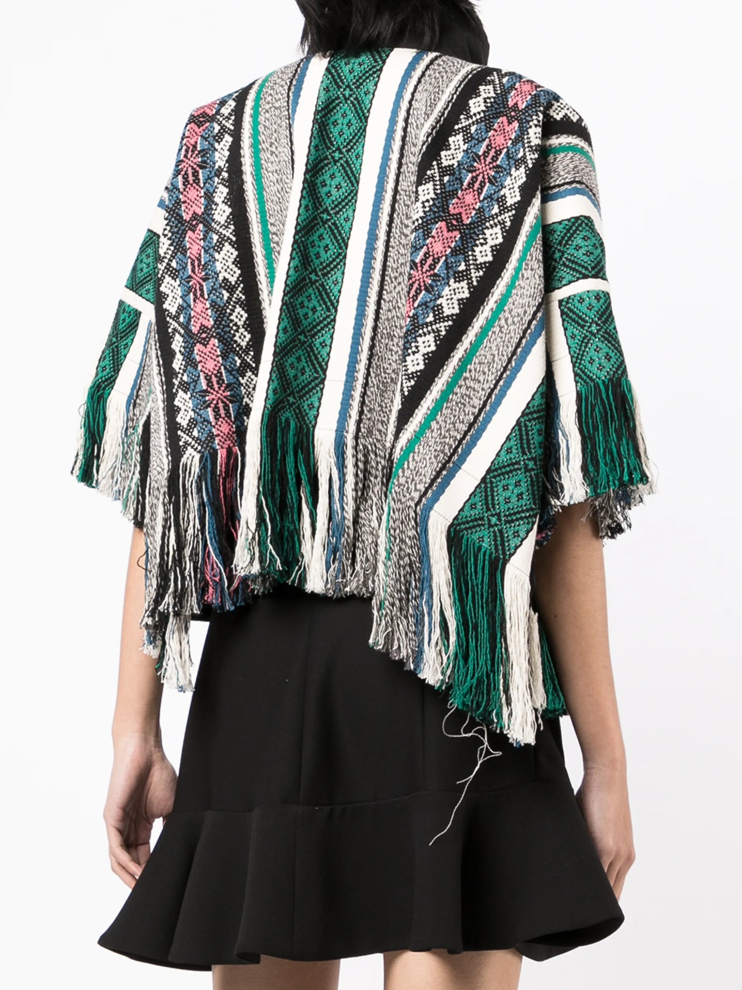 jacquard fringed cotton jacket