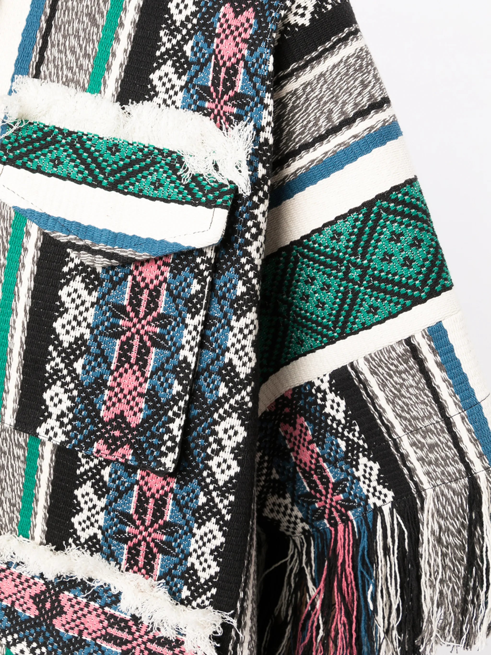 jacquard fringed cotton jacket