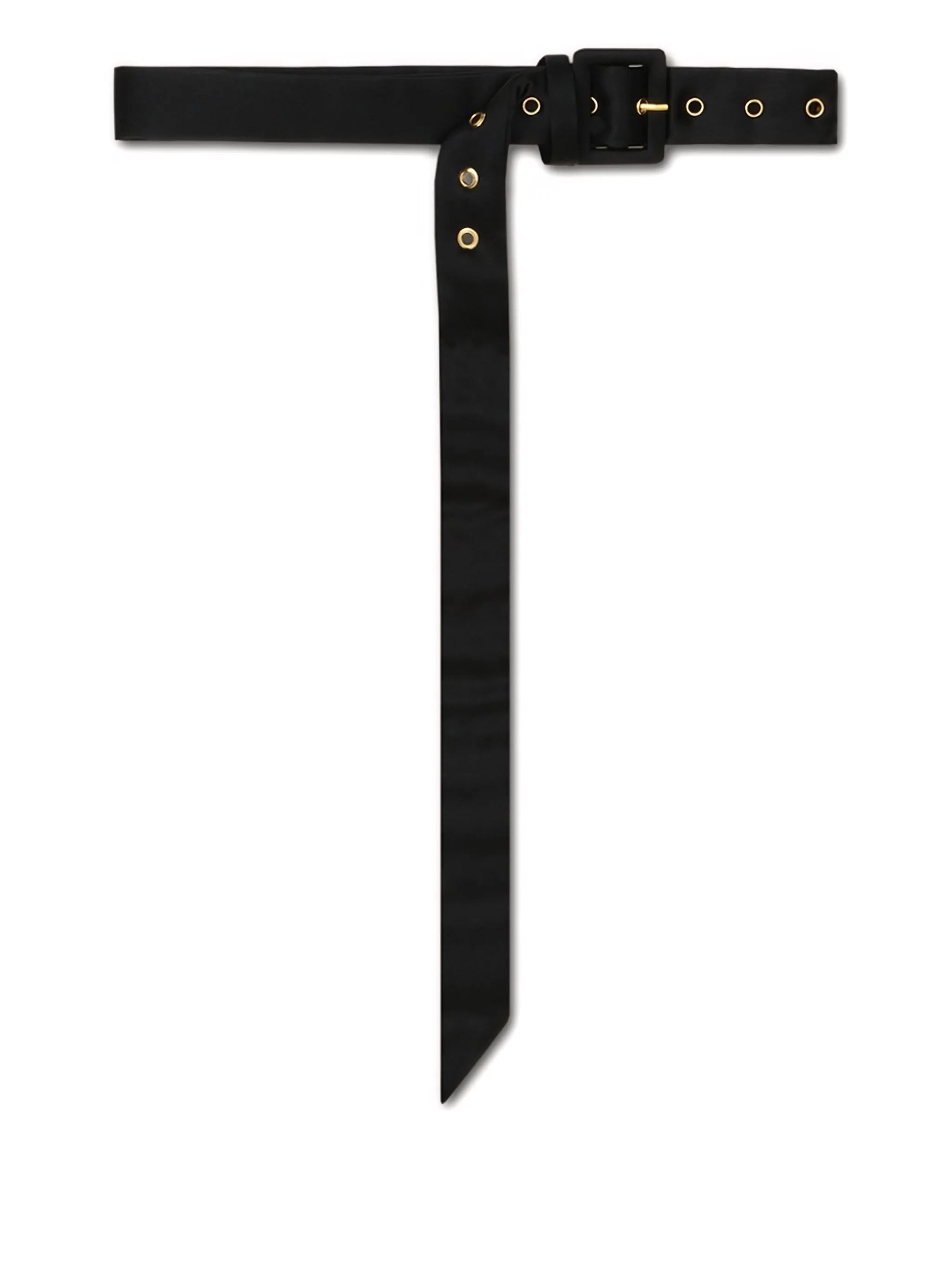 satin-effect square-buckle belt