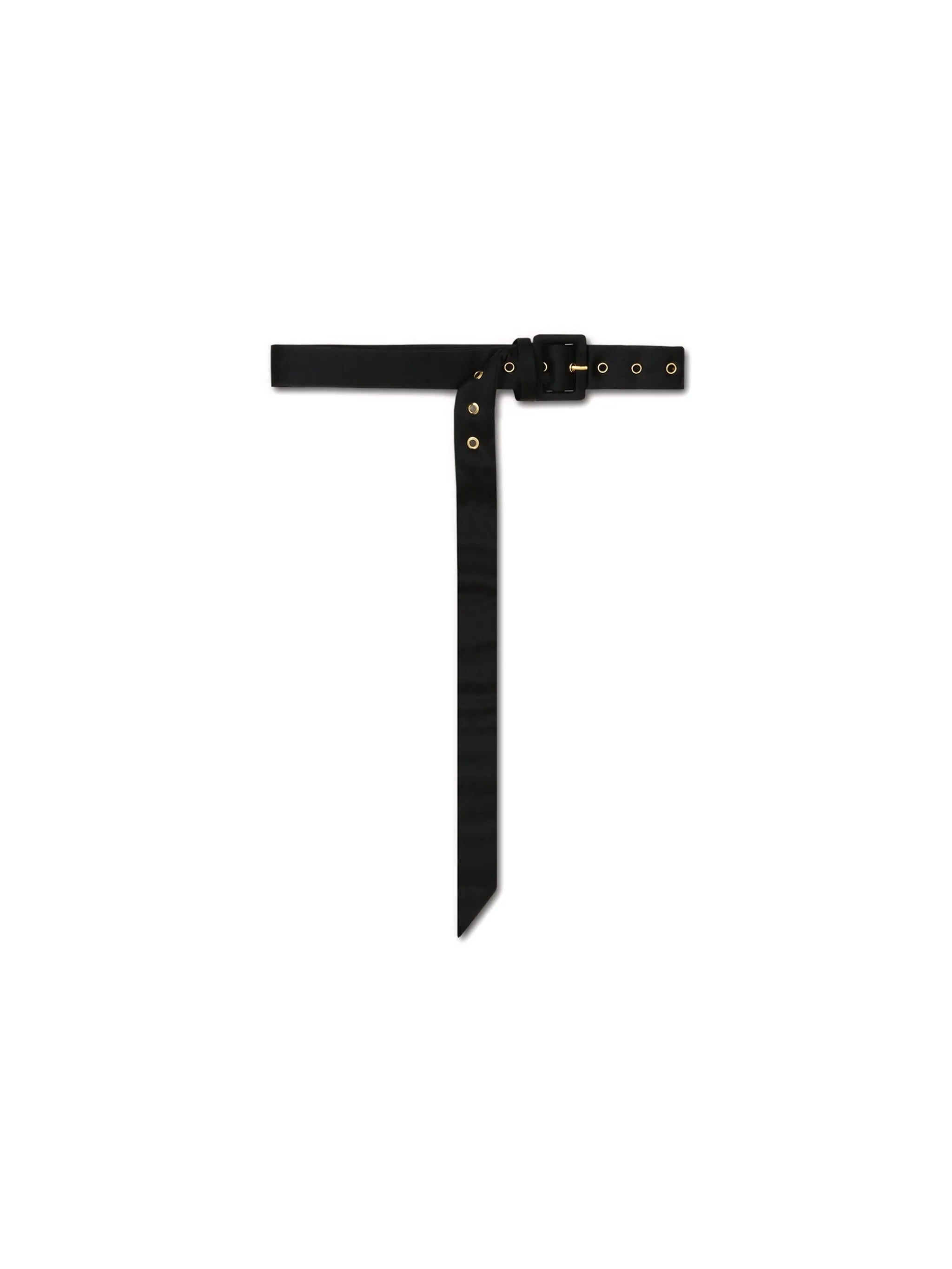 satin-effect square-buckle belt