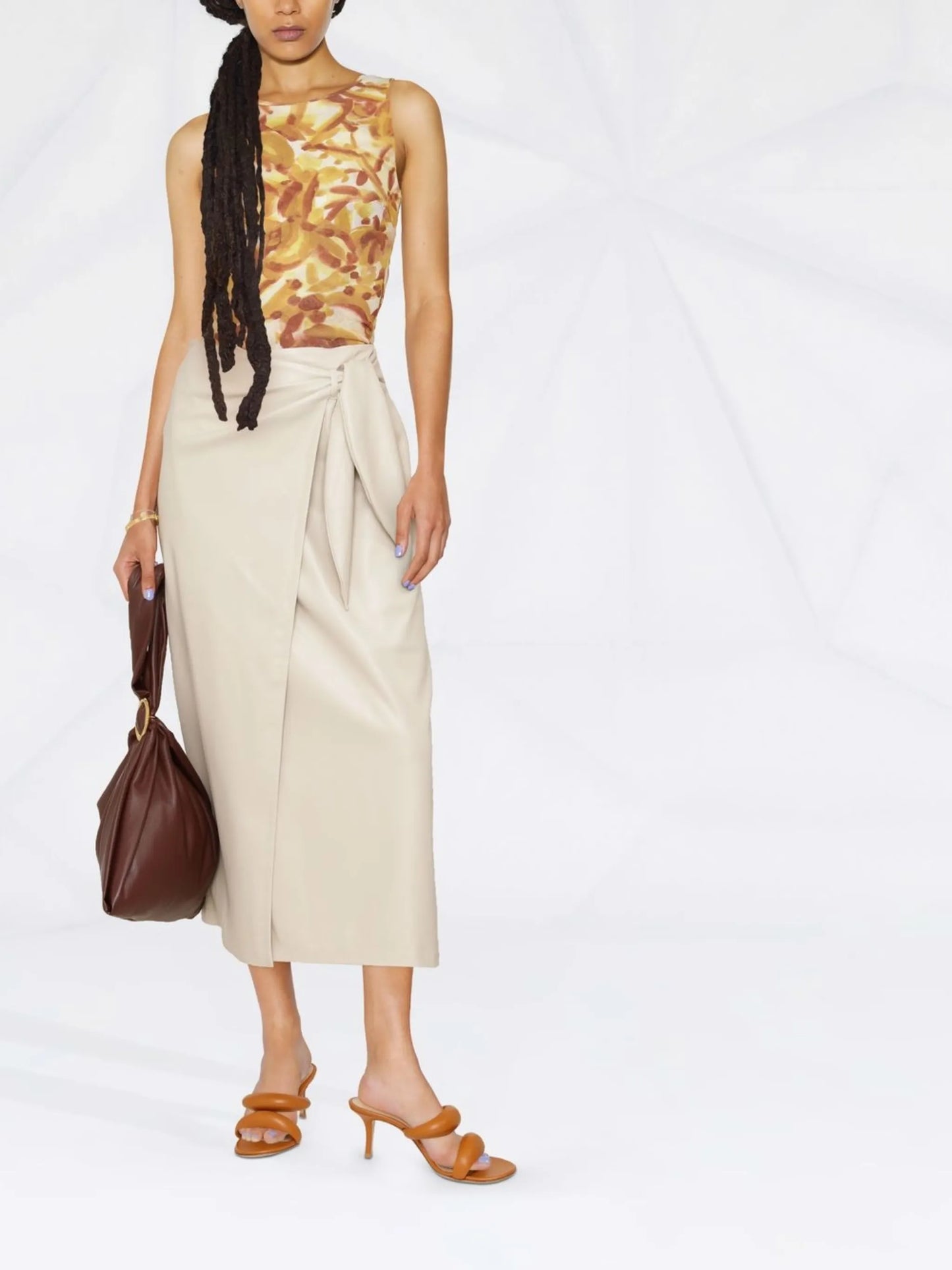 vegan-leather wrap skirt