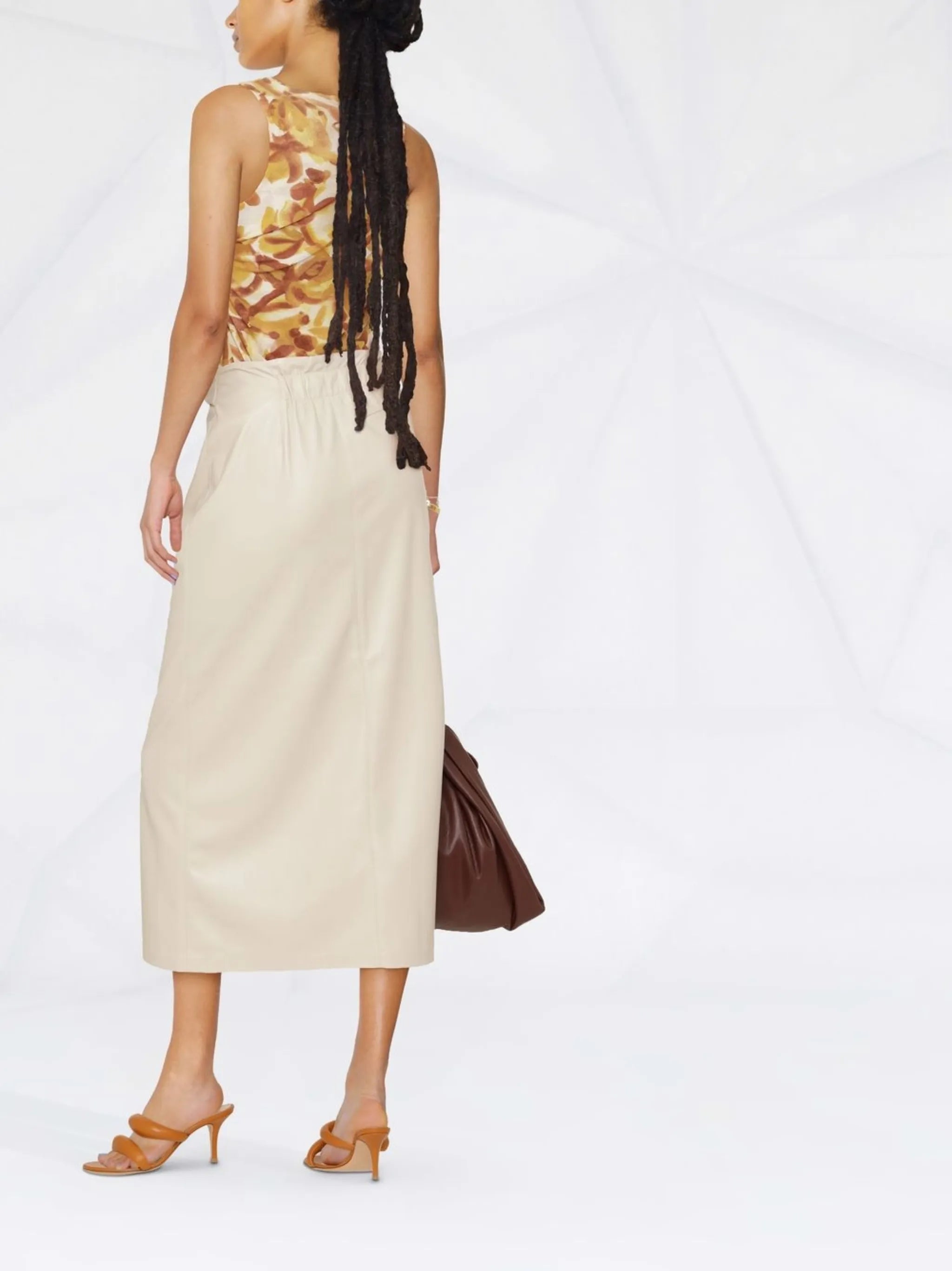 vegan-leather wrap skirt